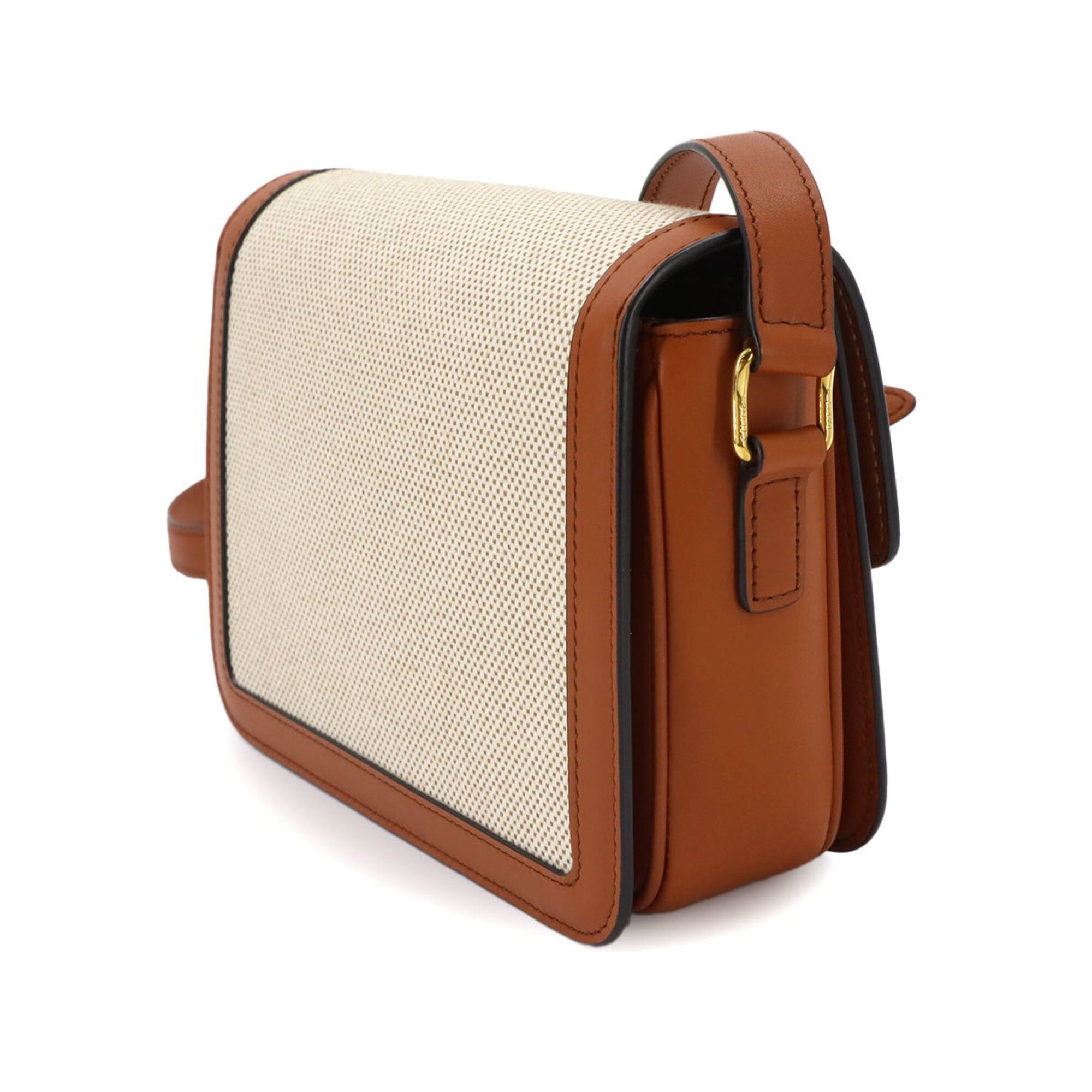 Celine Celine Teen Triomphe Shoulder Handbag, Canvas and Leather, Brown with Gold Hardware Size ONE SIZE - 4 Thumbnail