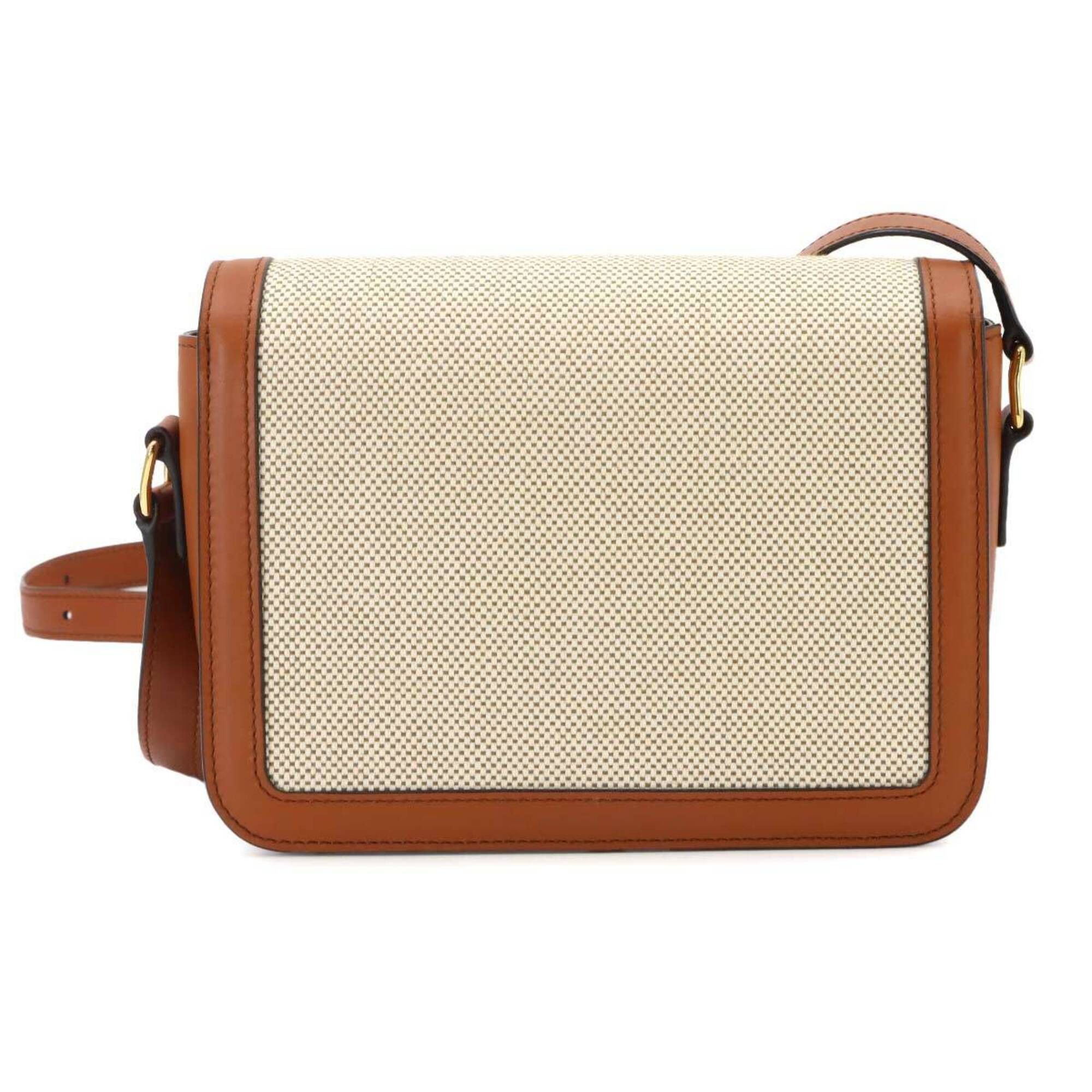 Celine Celine Teen Triomphe Shoulder Handbag, Canvas and Leather, Brown with Gold Hardware Size ONE SIZE - 3 Thumbnail