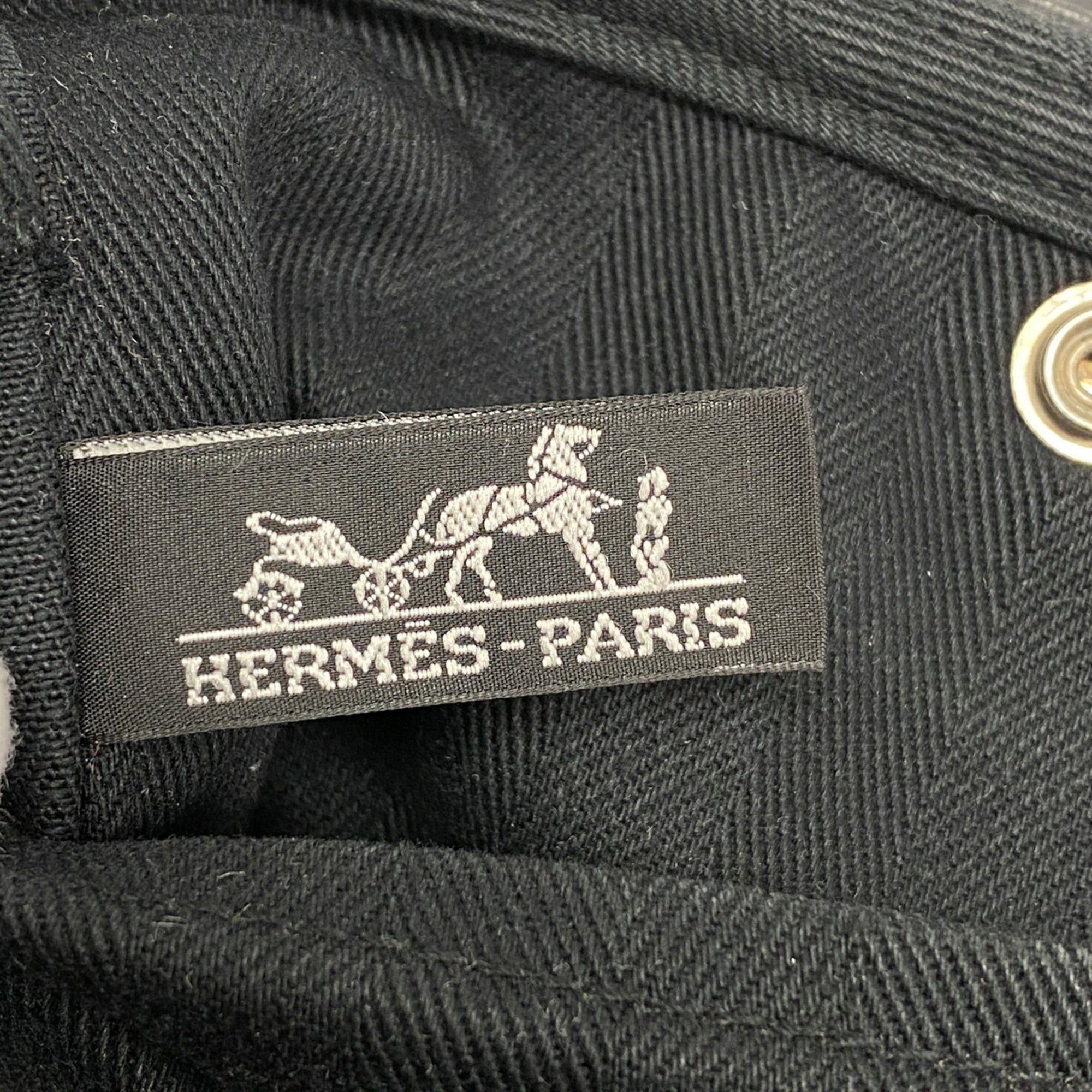 Hermes Hermes Valparaiso PM Tote Bag, Toile Chevron, Black, Women's, P3454219 Size ONE SIZE - 5 Thumbnail