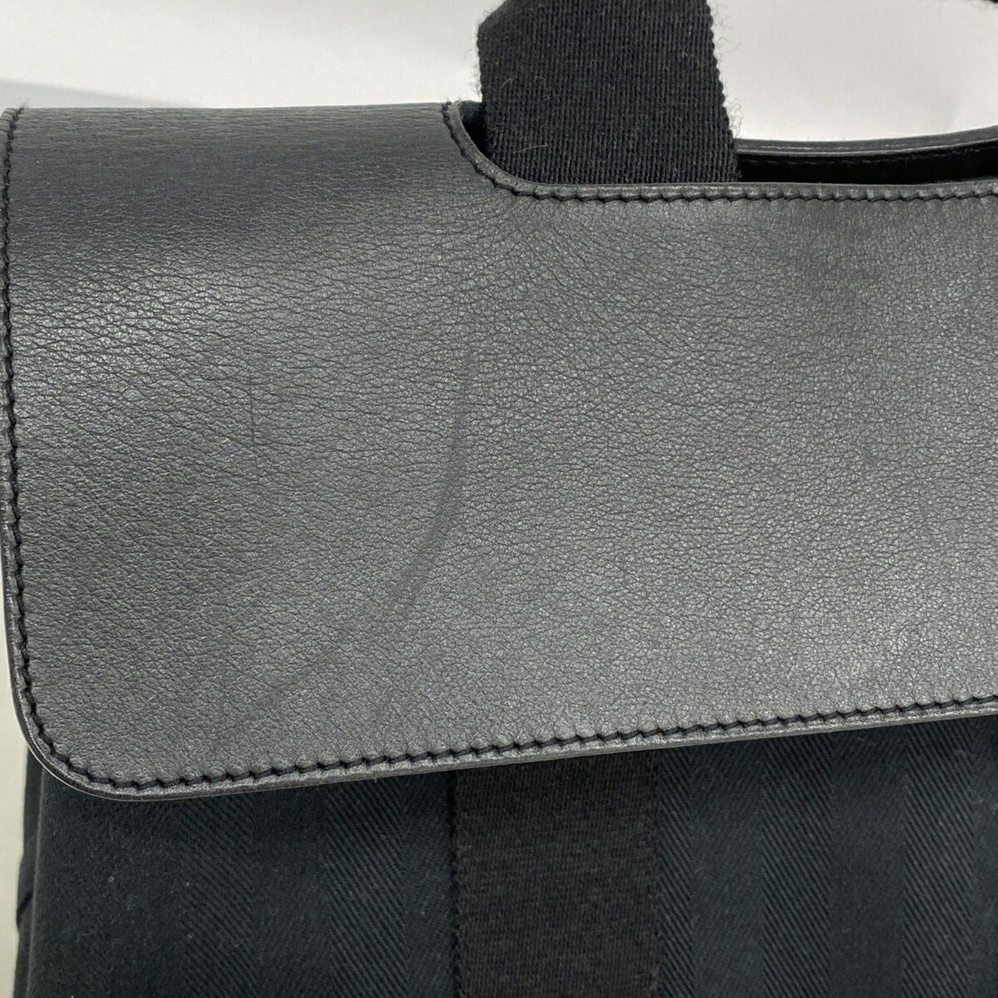 Hermes Hermes Valparaiso PM Tote Bag, Toile Chevron, Black, Women's, P3454219 Size ONE SIZE - 8 Thumbnail