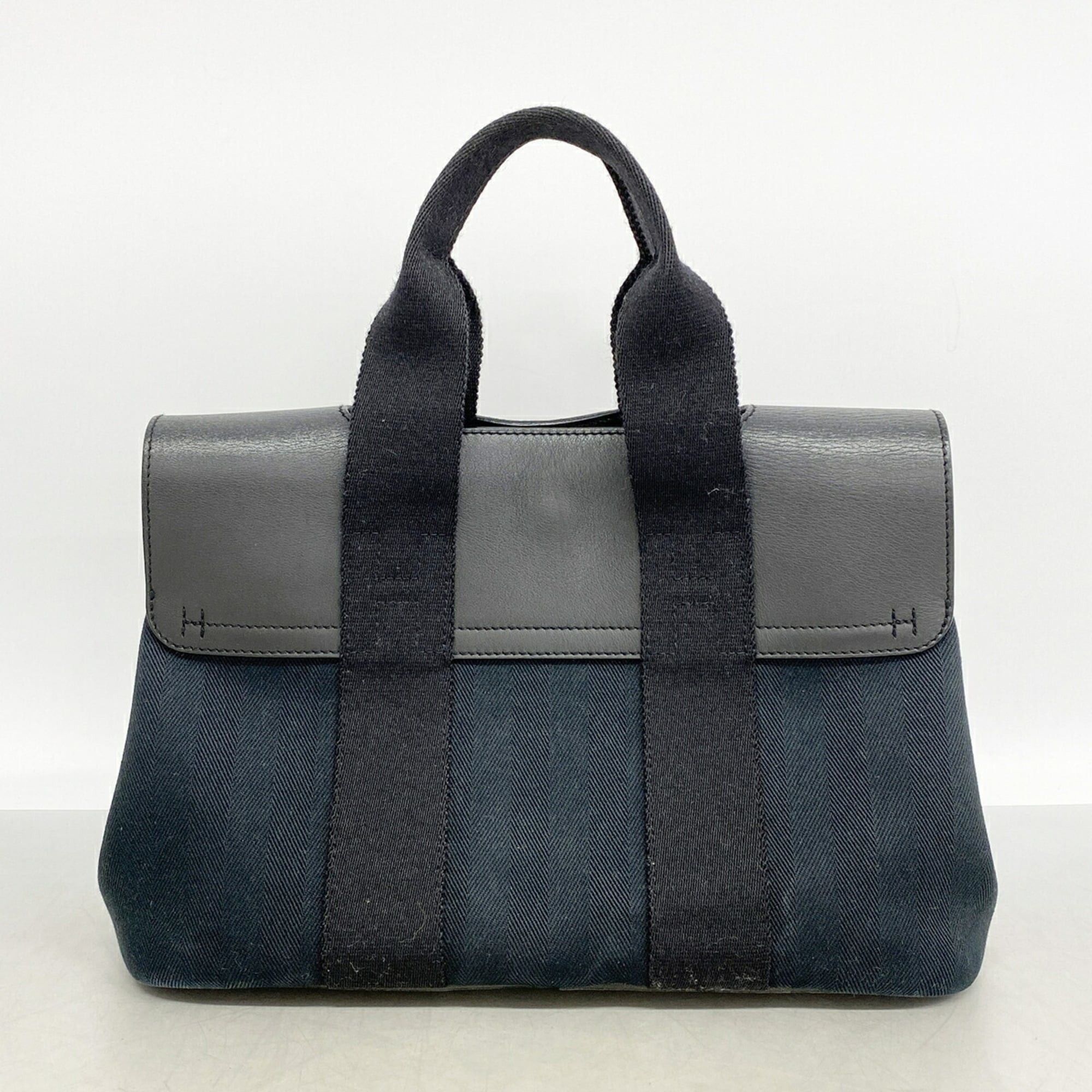 Hermes Hermes Valparaiso PM Tote Bag, Toile Chevron, Black, Women's, P3454219 Size ONE SIZE - 11 Thumbnail