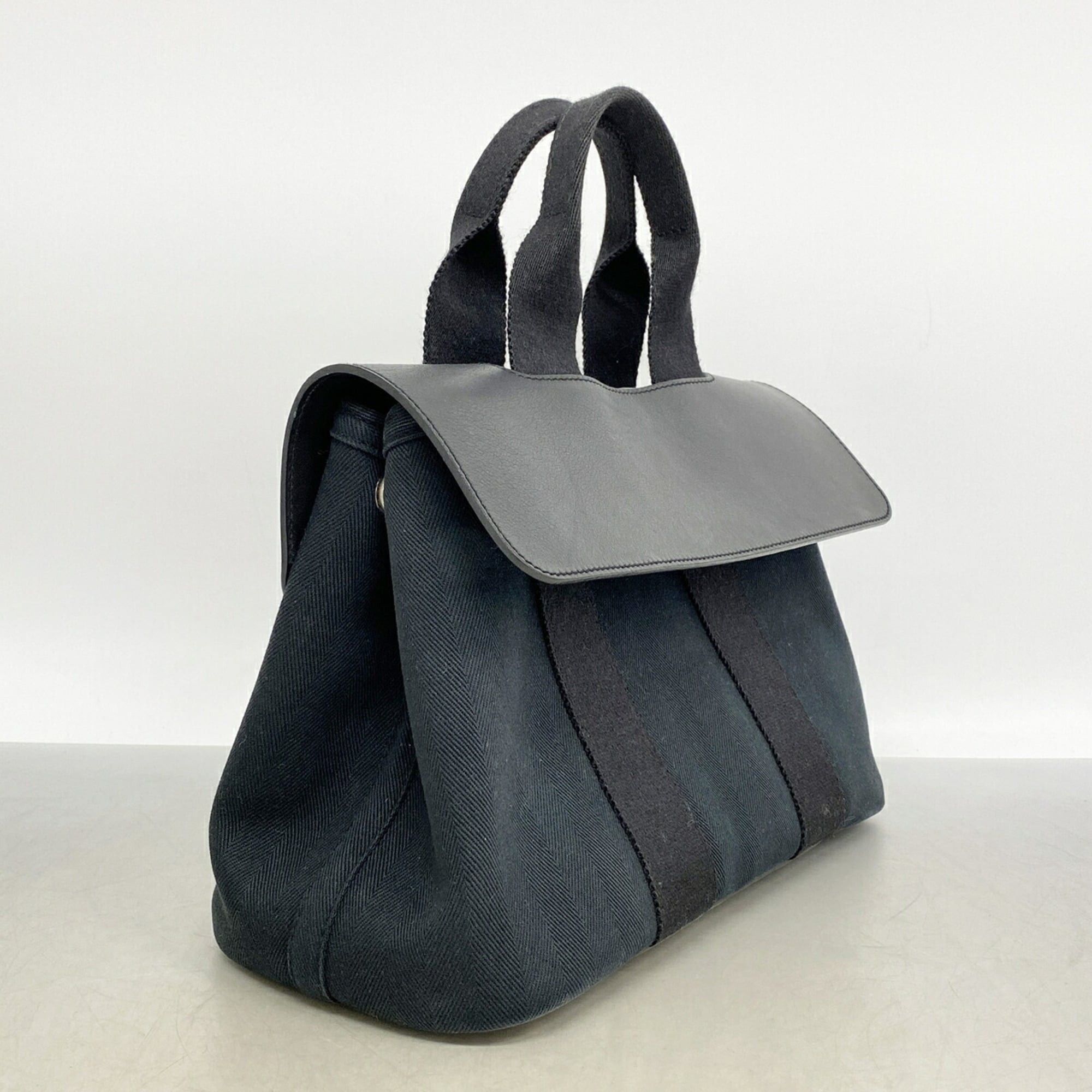 Hermes Hermes Valparaiso PM Tote Bag, Toile Chevron, Black, Women's, P3454219 Size ONE SIZE - 2 Thumbnail