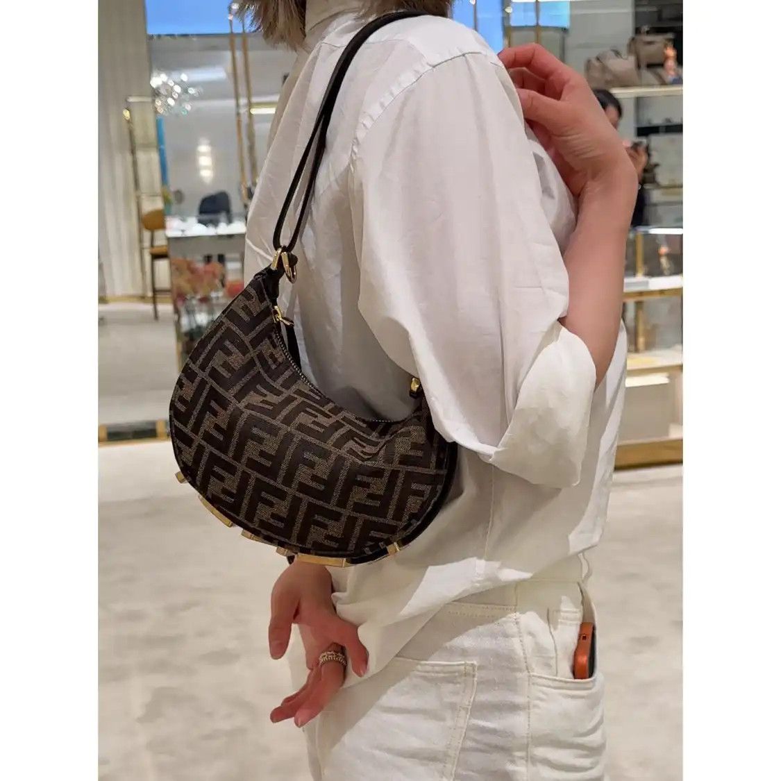 Fendi FENDI Fendigraphy dark brown canvas doubleF monogram crossbody bag Size ONE SIZE - 5 Thumbnail