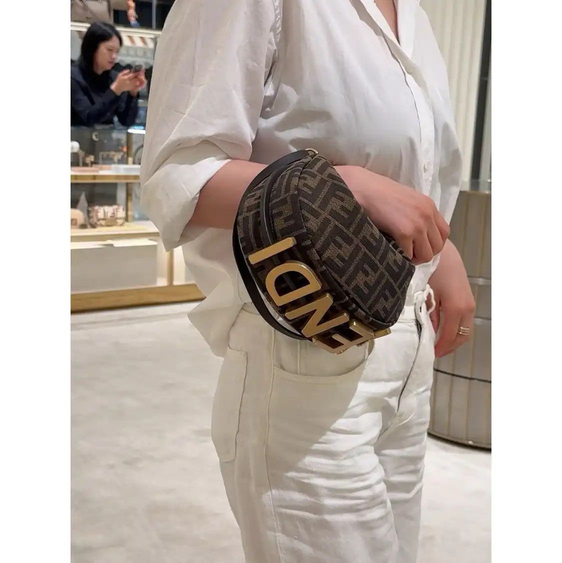 Fendi FENDI Fendigraphy dark brown canvas doubleF monogram crossbody bag Size ONE SIZE - 6 Thumbnail