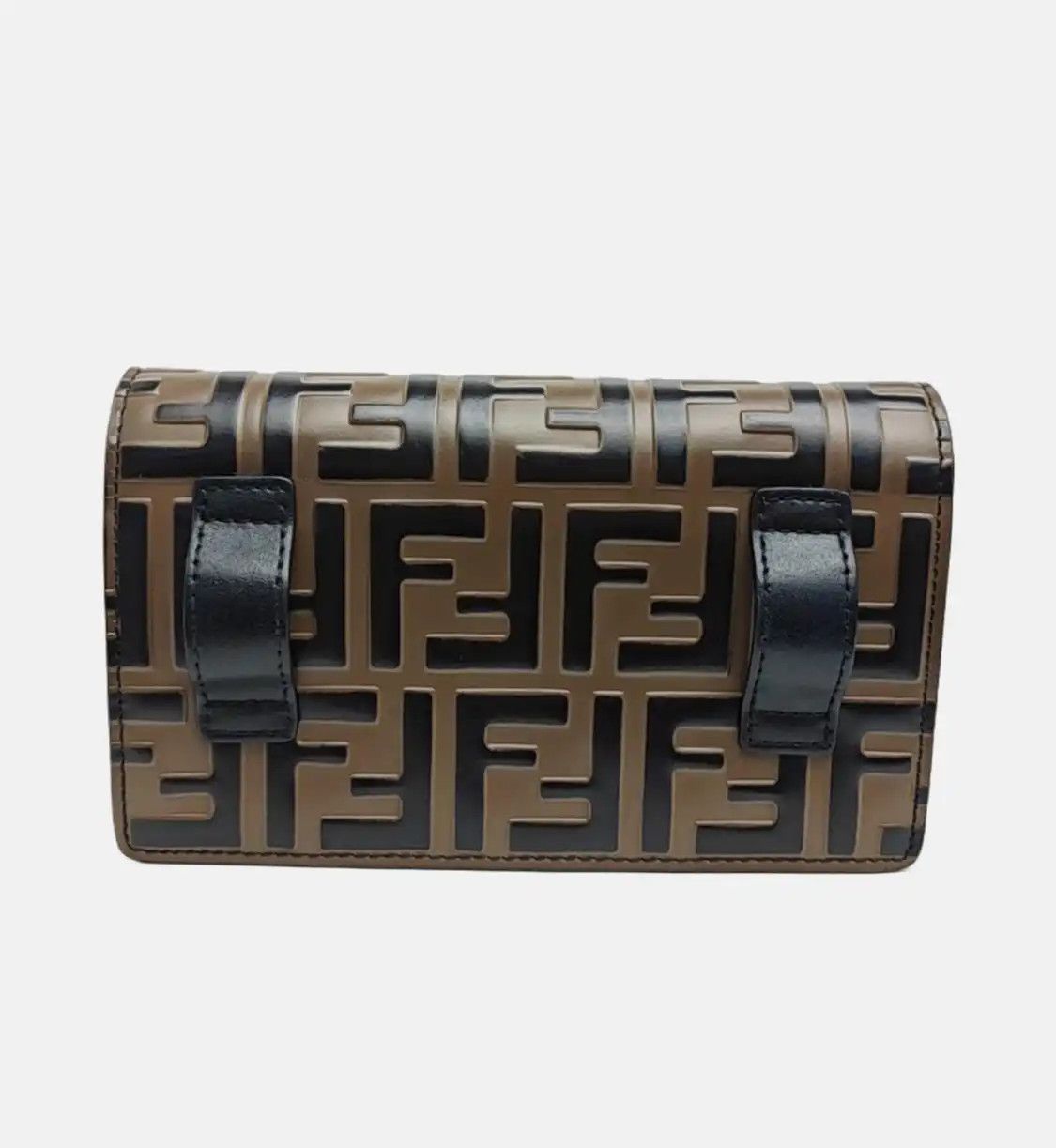 Fendi FENDI Double Micro black cowhide leather doubleF shoulder bag crossbody bag gold Size ONE SIZE - 5 Thumbnail