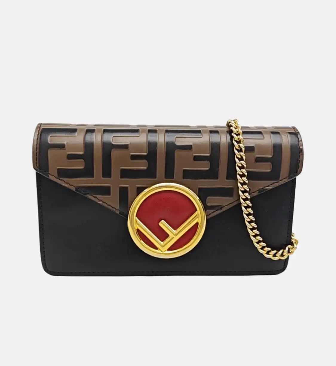 Fendi FENDI Double Micro black cowhide leather doubleF shoulder bag crossbody bag gold Size ONE SIZE - 8 Thumbnail