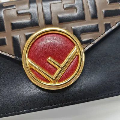 Fendi FENDI Double Micro black cowhide leather doubleF shoulder bag crossbody bag gold Size ONE SIZE - 10 Thumbnail