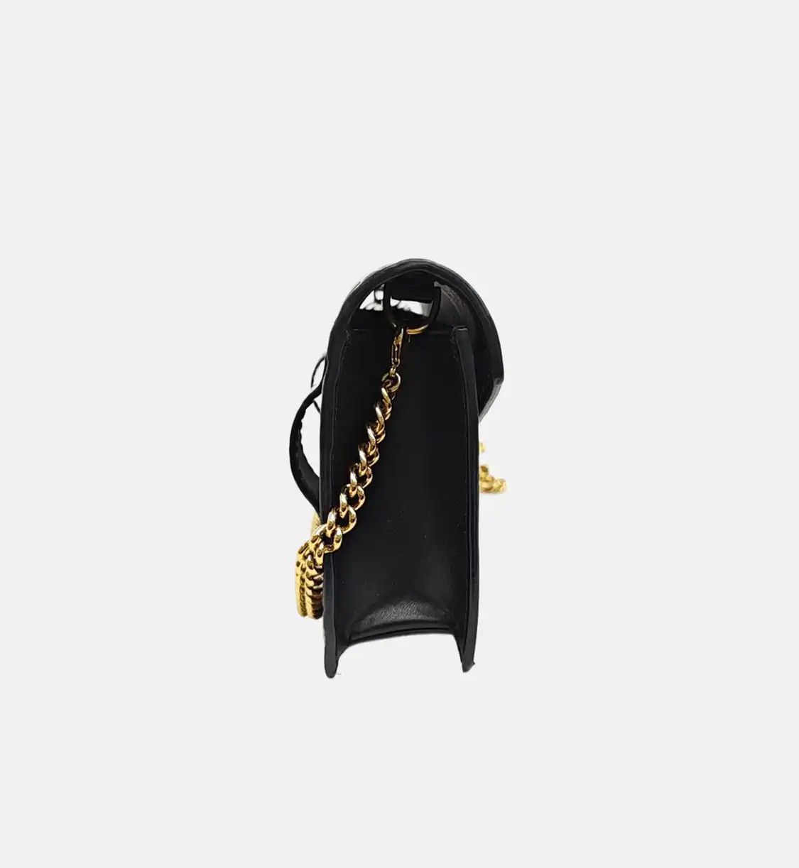 Fendi FENDI Double Micro black cowhide leather doubleF shoulder bag crossbody bag gold Size ONE SIZE - 4 Thumbnail