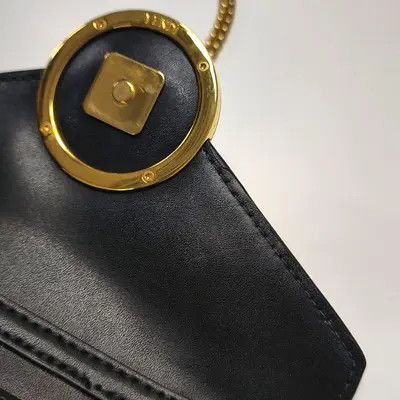 Fendi FENDI Double Micro black cowhide leather doubleF shoulder bag crossbody bag gold Size ONE SIZE - 12 Thumbnail