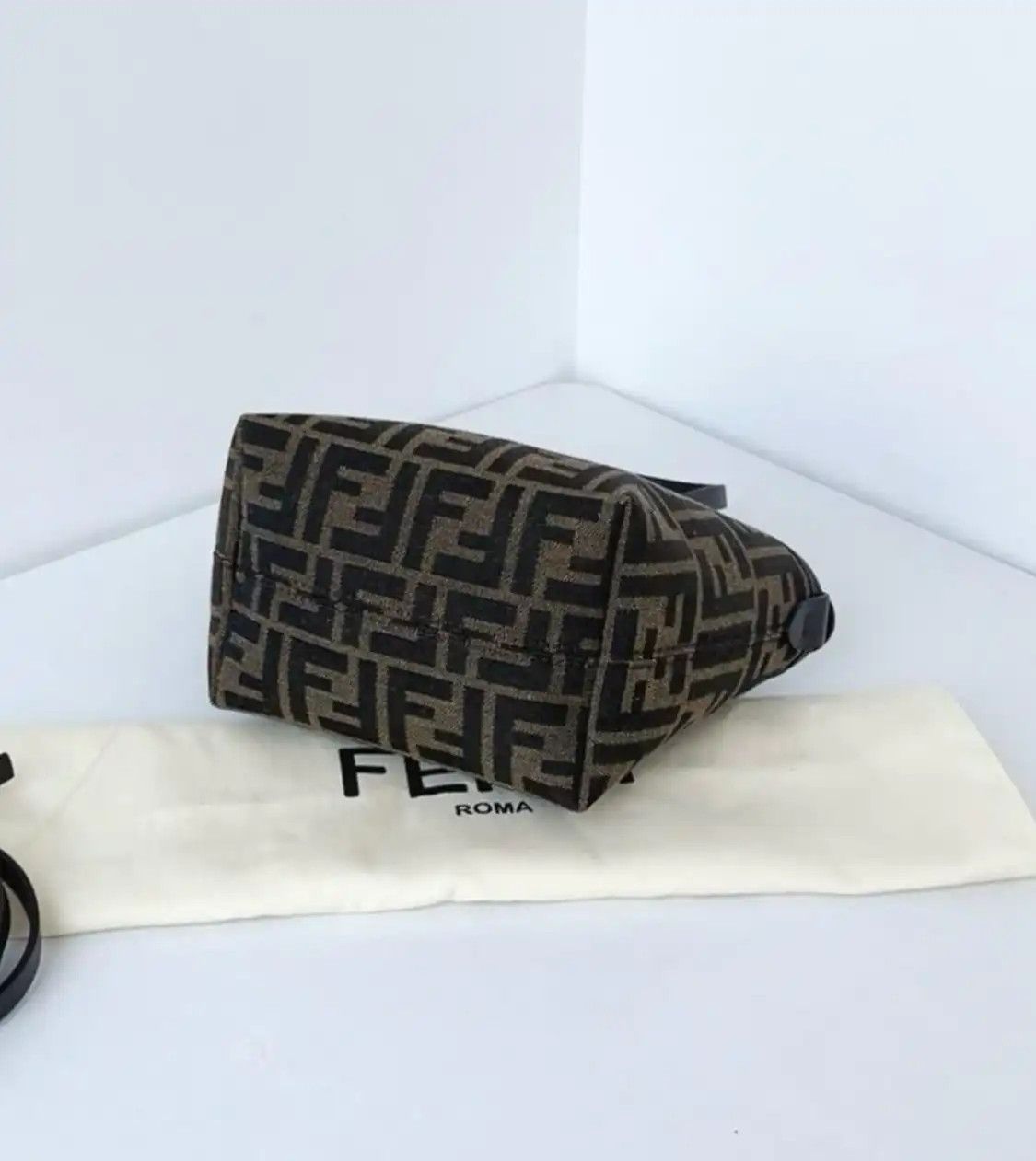 Fendi FENDI Roll mini dark brownfabric doubleF crossbody bag detachable strap Size ONE SIZE - 5 Thumbnail