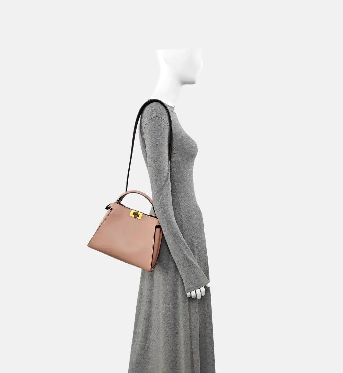 Fendi FENDI Peekaboo Essential Medium pink cowhide leather shoulder bag gold hardware Size ONE SIZE - 2 Thumbnail
