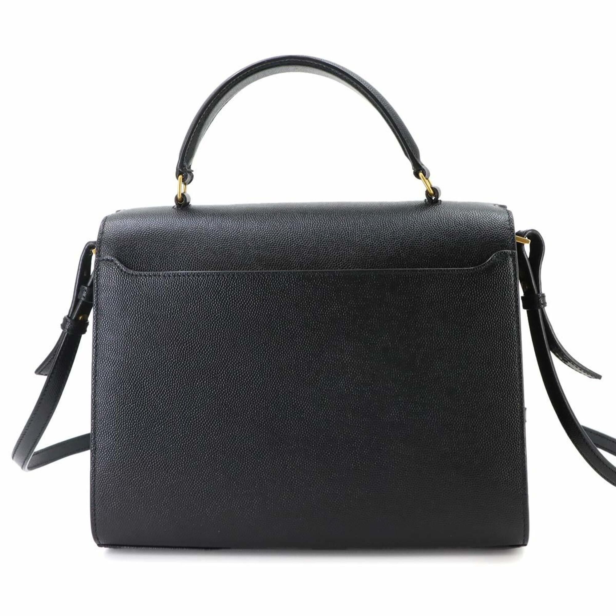 Saint Laurent Paris Saint Laurent Cassandra Medium 2-way Hand/Shoulder Handbag, Leather, Black, 623931, Gold Hardware. Size ONE SIZE - 3 Thumbnail