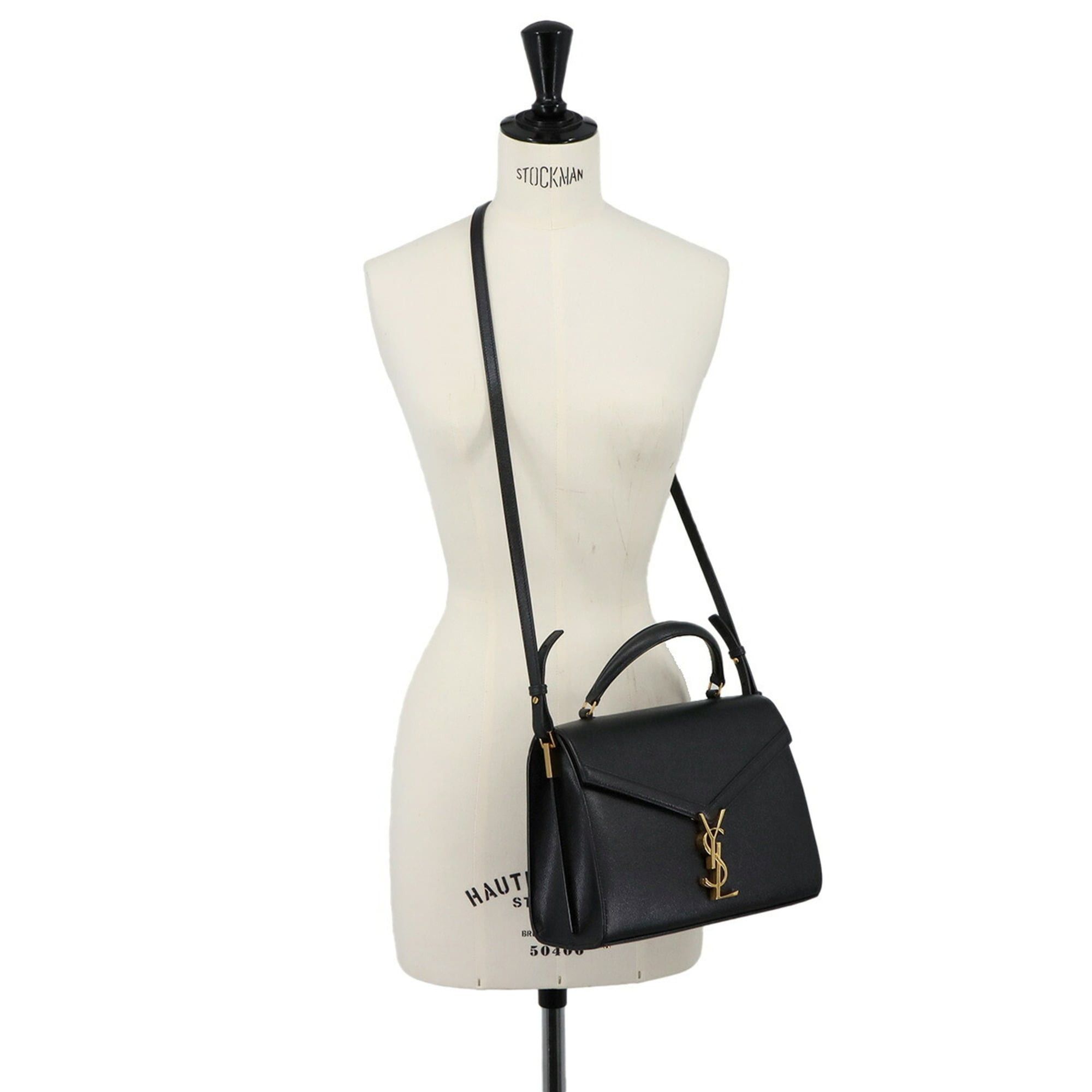 Saint Laurent Paris Saint Laurent Cassandra Medium 2-way Hand/Shoulder Handbag, Leather, Black, 623931, Gold Hardware. Size ONE SIZE - 10 Thumbnail