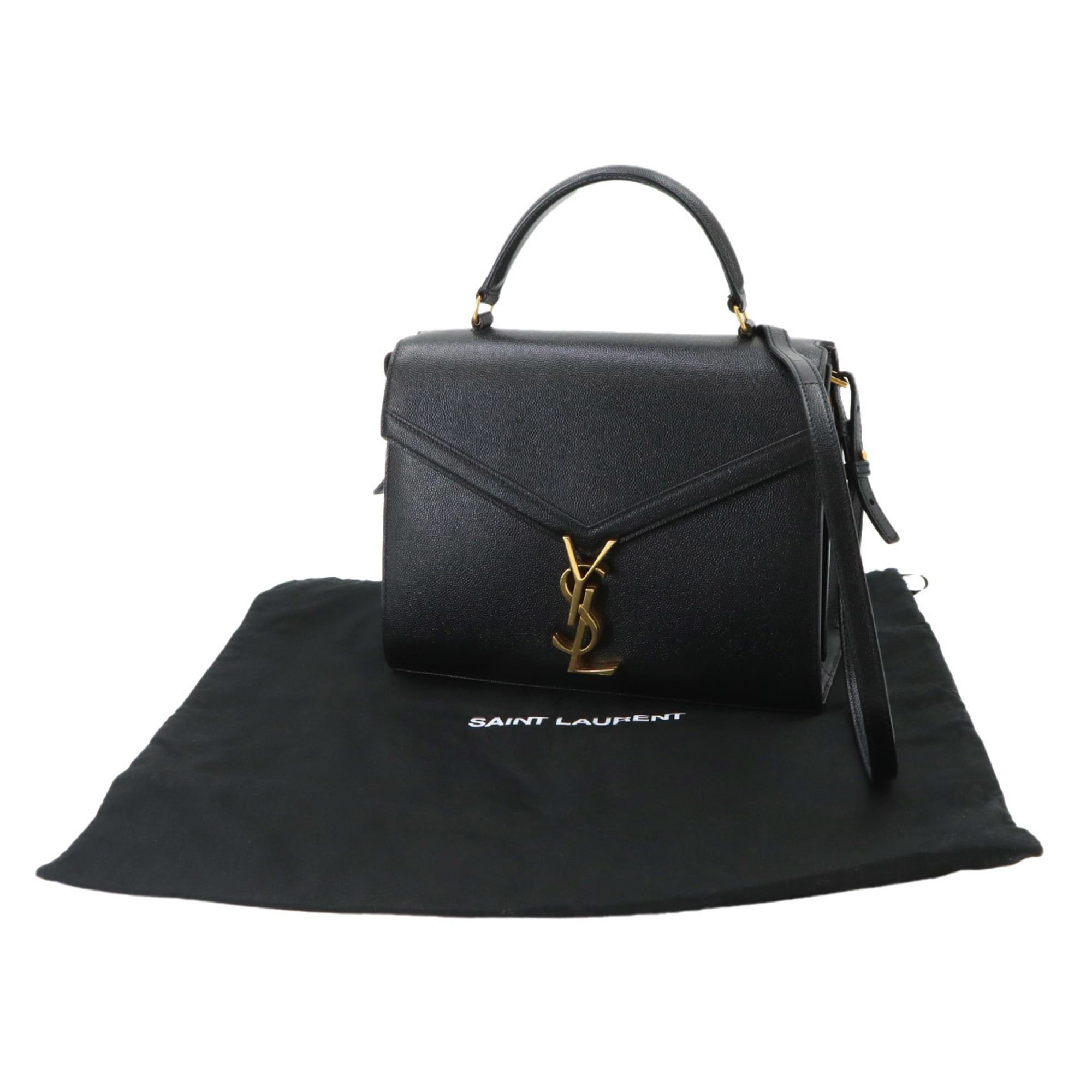 Saint Laurent Paris Saint Laurent Cassandra Medium 2-way Hand/Shoulder Handbag, Leather, Black, 623931, Gold Hardware. Size ONE SIZE - 2 Thumbnail