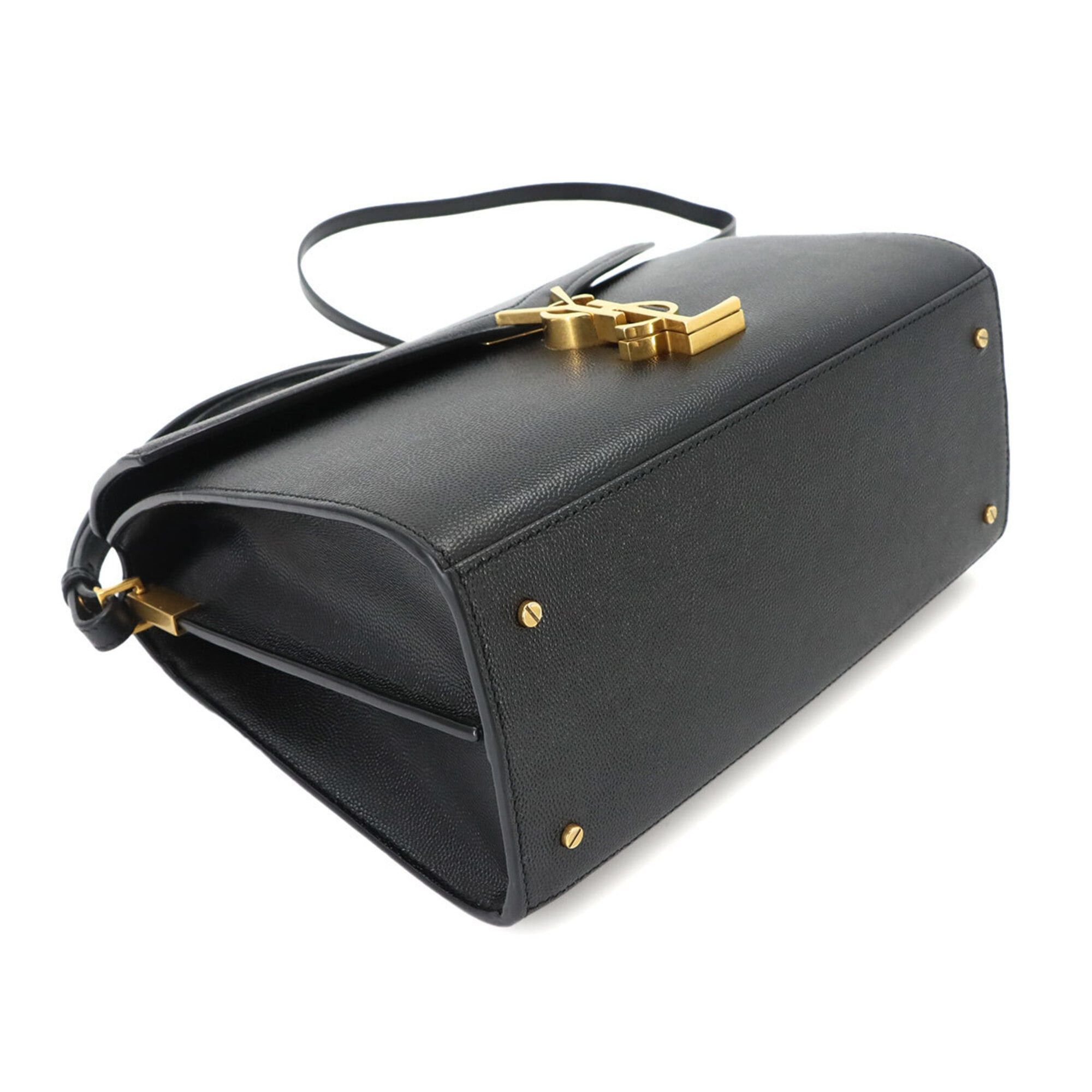 Saint Laurent Paris Saint Laurent Cassandra Medium 2-way Hand/Shoulder Handbag, Leather, Black, 623931, Gold Hardware. Size ONE SIZE - 5 Thumbnail