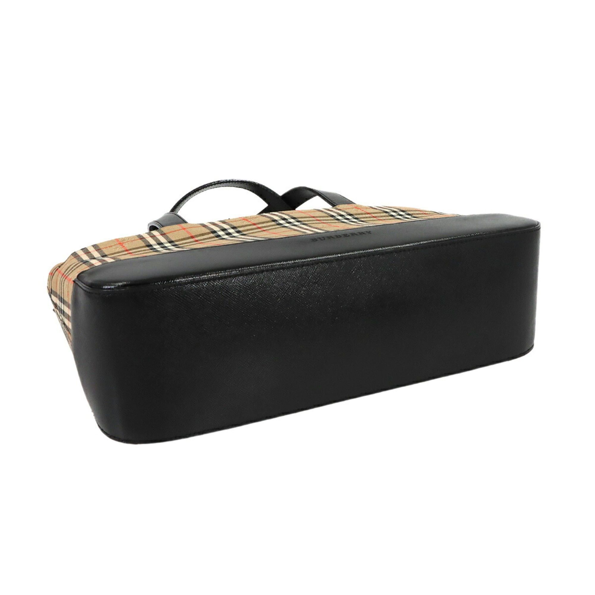 Burberry Burberry Haymarket Check Handbag, Canvas and Leather, Beige Black. Size ONE SIZE - 5 Thumbnail
