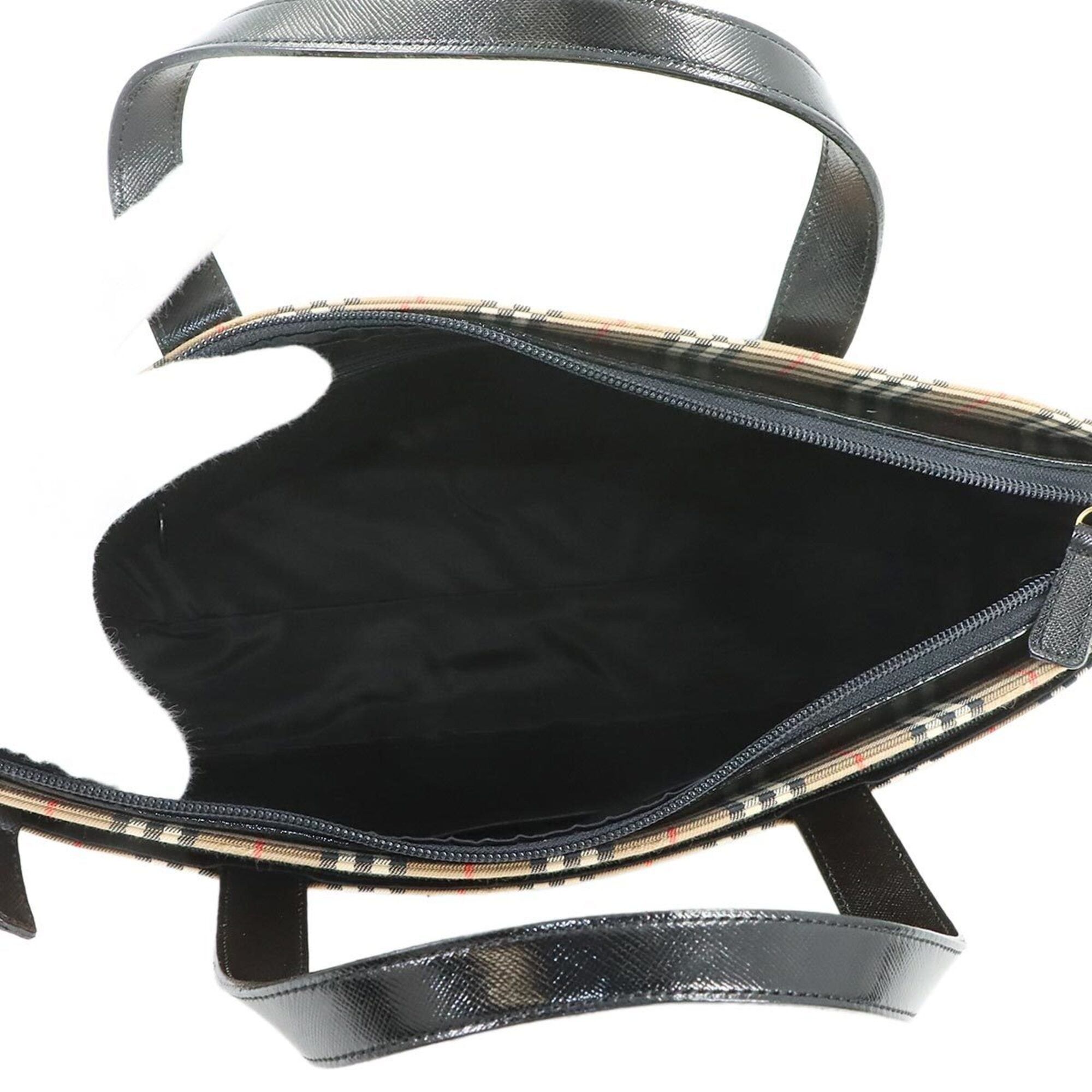 Burberry Burberry Haymarket Check Handbag, Canvas and Leather, Beige Black. Size ONE SIZE - 7 Thumbnail