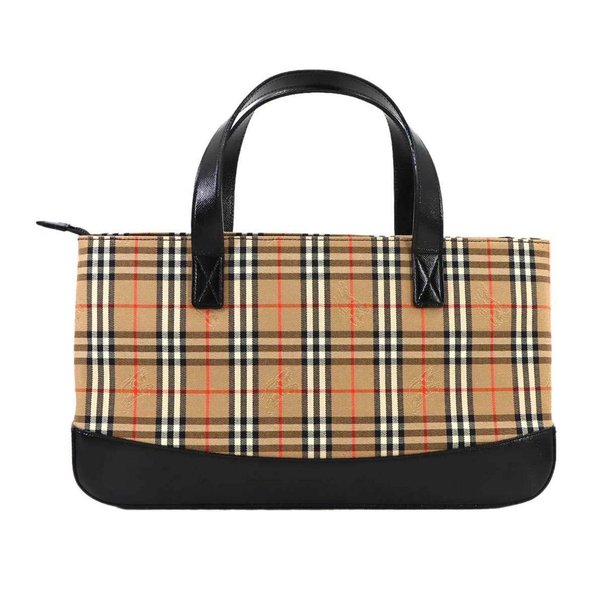Burberry Burberry Haymarket Check Handbag, Canvas and Leather, Beige Black. Size ONE SIZE - 3 Thumbnail