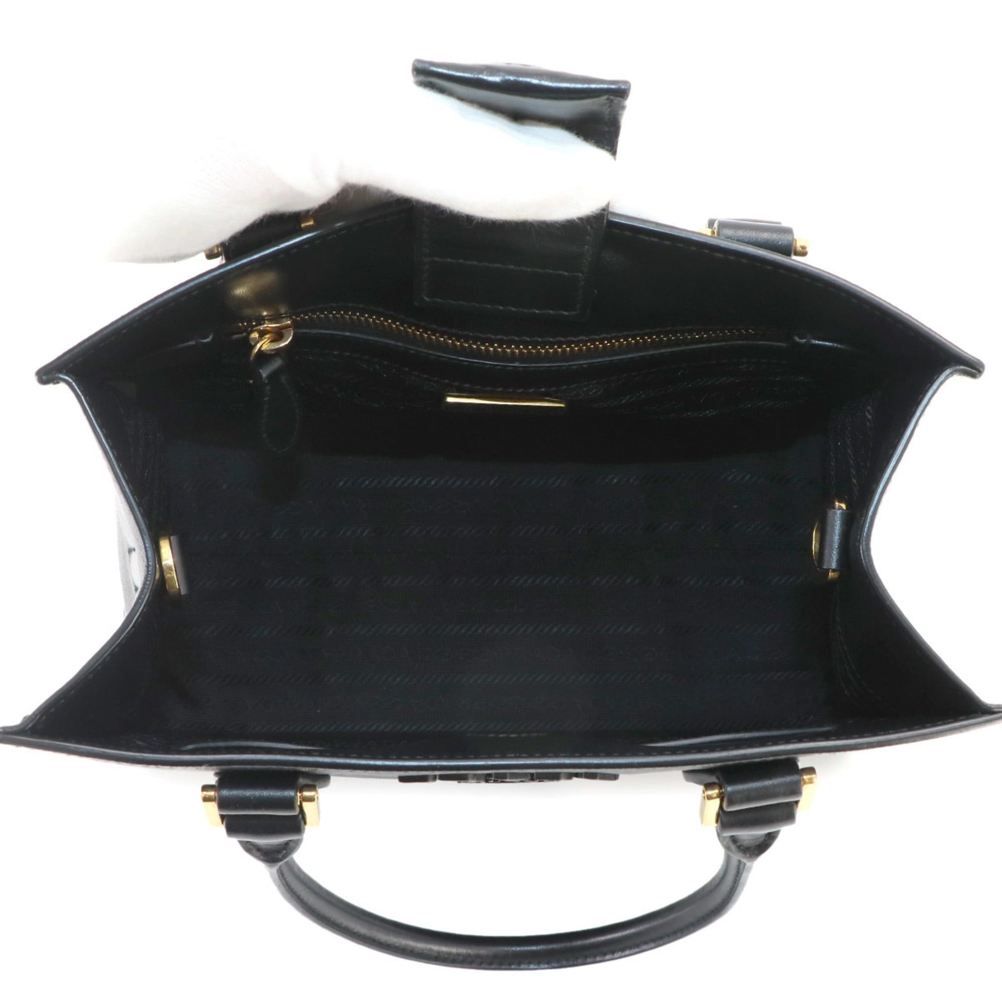 Prada Prada Saffiano 2-way Hand/Shoulder Handbag, Leather, Nero Black, Gold Hardware Size ONE SIZE - 6 Thumbnail