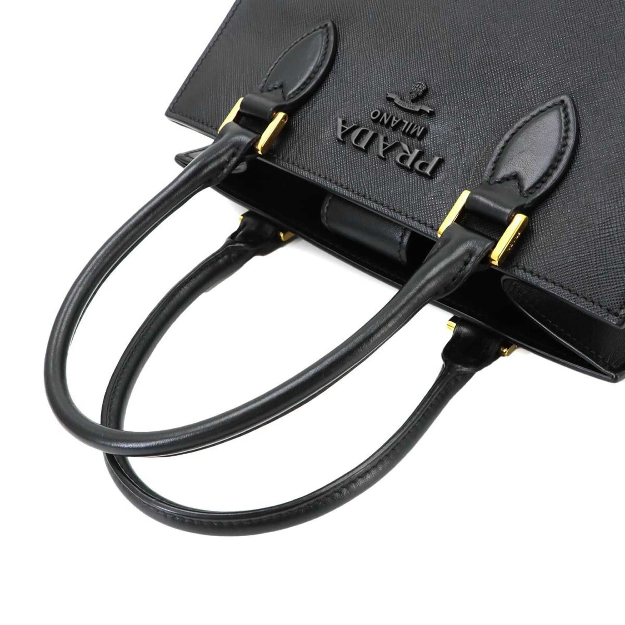 Prada Prada Saffiano 2-way Hand/Shoulder Handbag, Leather, Nero Black, Gold Hardware Size ONE SIZE - 5 Thumbnail