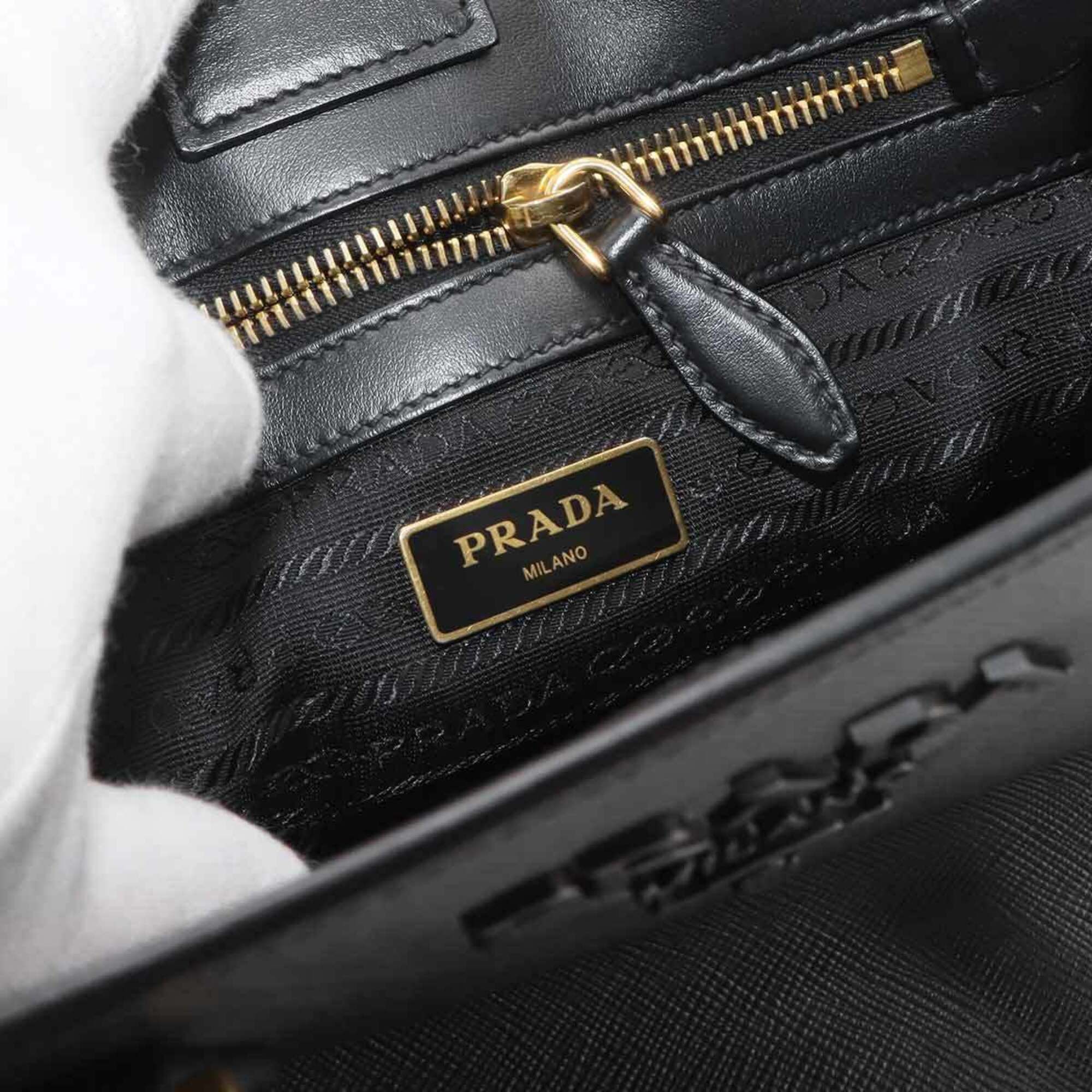Prada Prada Saffiano 2-way Hand/Shoulder Handbag, Leather, Nero Black, Gold Hardware Size ONE SIZE - 7 Thumbnail
