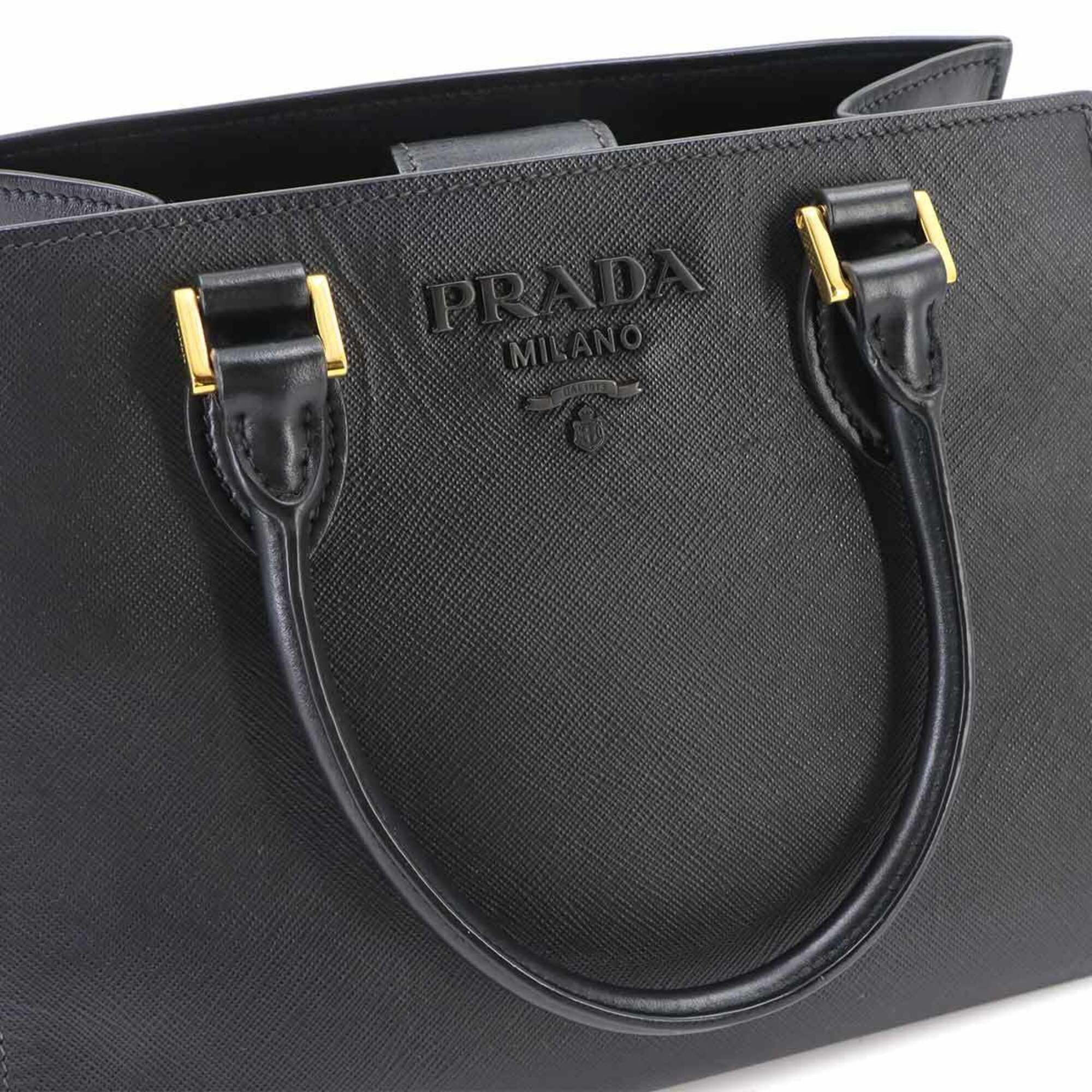 Prada Prada Saffiano 2-way Hand/Shoulder Handbag, Leather, Nero Black, Gold Hardware Size ONE SIZE - 9 Thumbnail