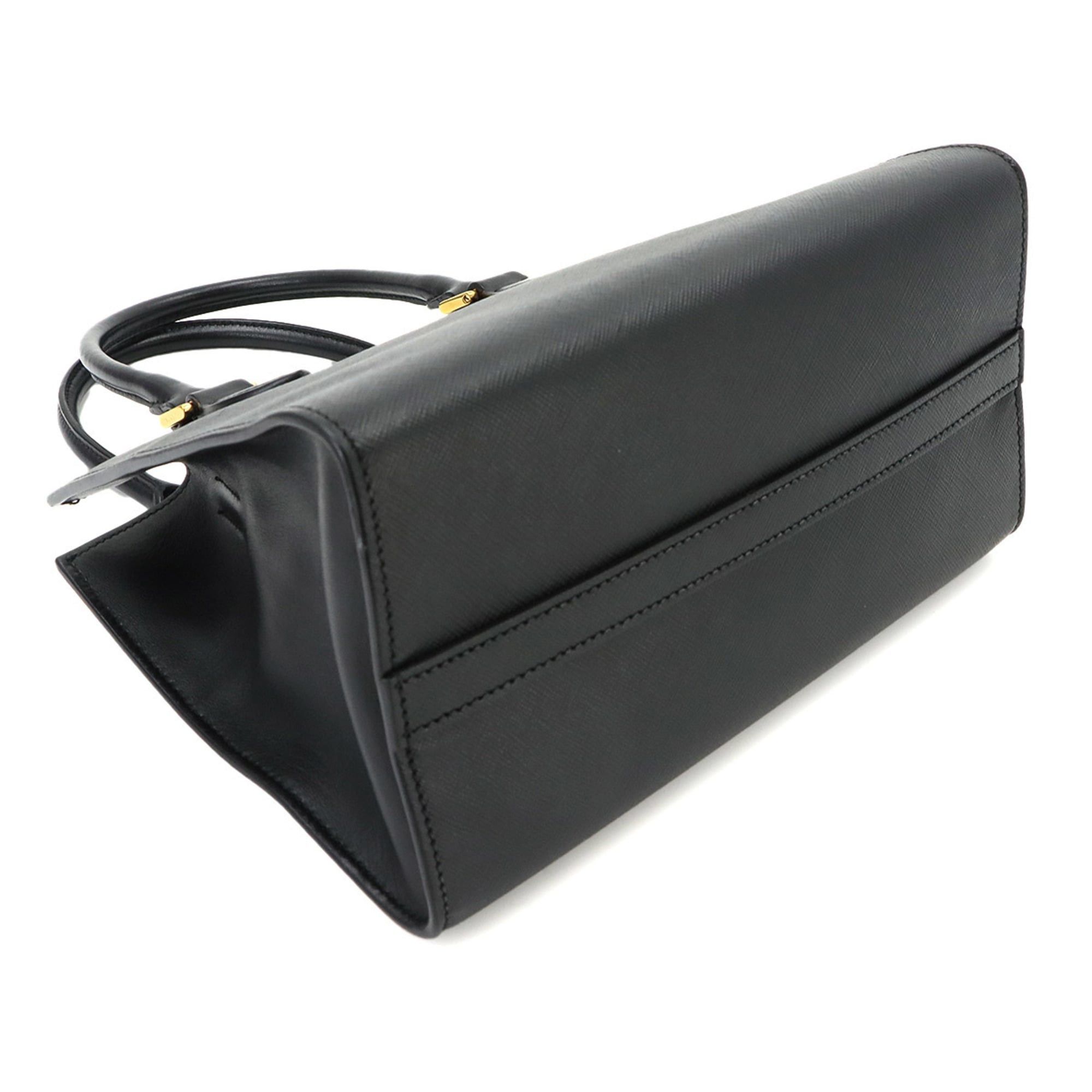 Prada Prada Saffiano 2-way Hand/Shoulder Handbag, Leather, Nero Black, Gold Hardware Size ONE SIZE - 4 Thumbnail