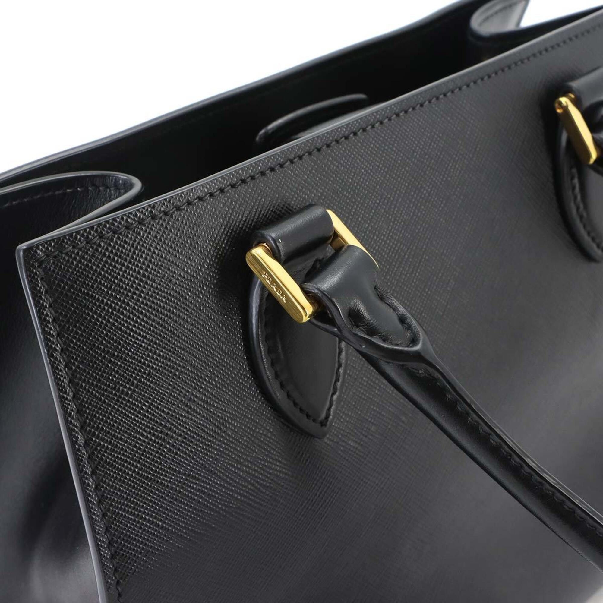 Prada Prada Saffiano 2-way Hand/Shoulder Handbag, Leather, Nero Black, Gold Hardware Size ONE SIZE - 8 Thumbnail