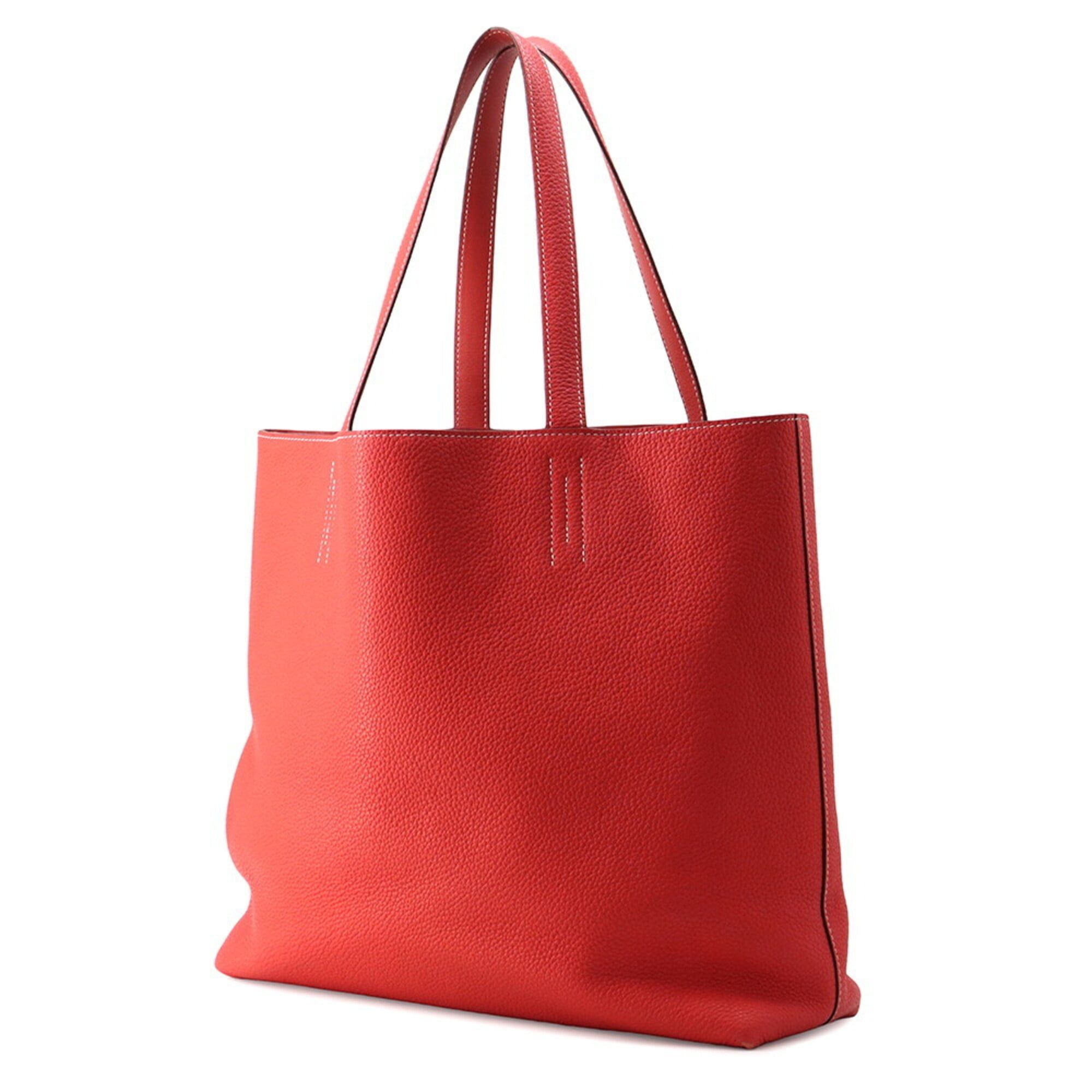 Hermes Hermes Double Sens Rouge Duchesse Bougainvillea Taurillon Clemence Swift Leather R Stamp Reversible Handbag HERMES Size ONE SIZE - 3 Thumbnail