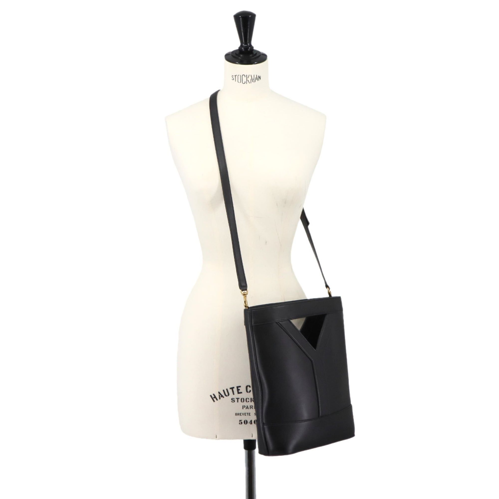 Saint Laurent Paris Saint Laurent Y Bucket Small 2-way Hand/Shoulder Handbag, Leather, Black, 808224, Gold Hardware Size ONE SIZE - 10 Thumbnail