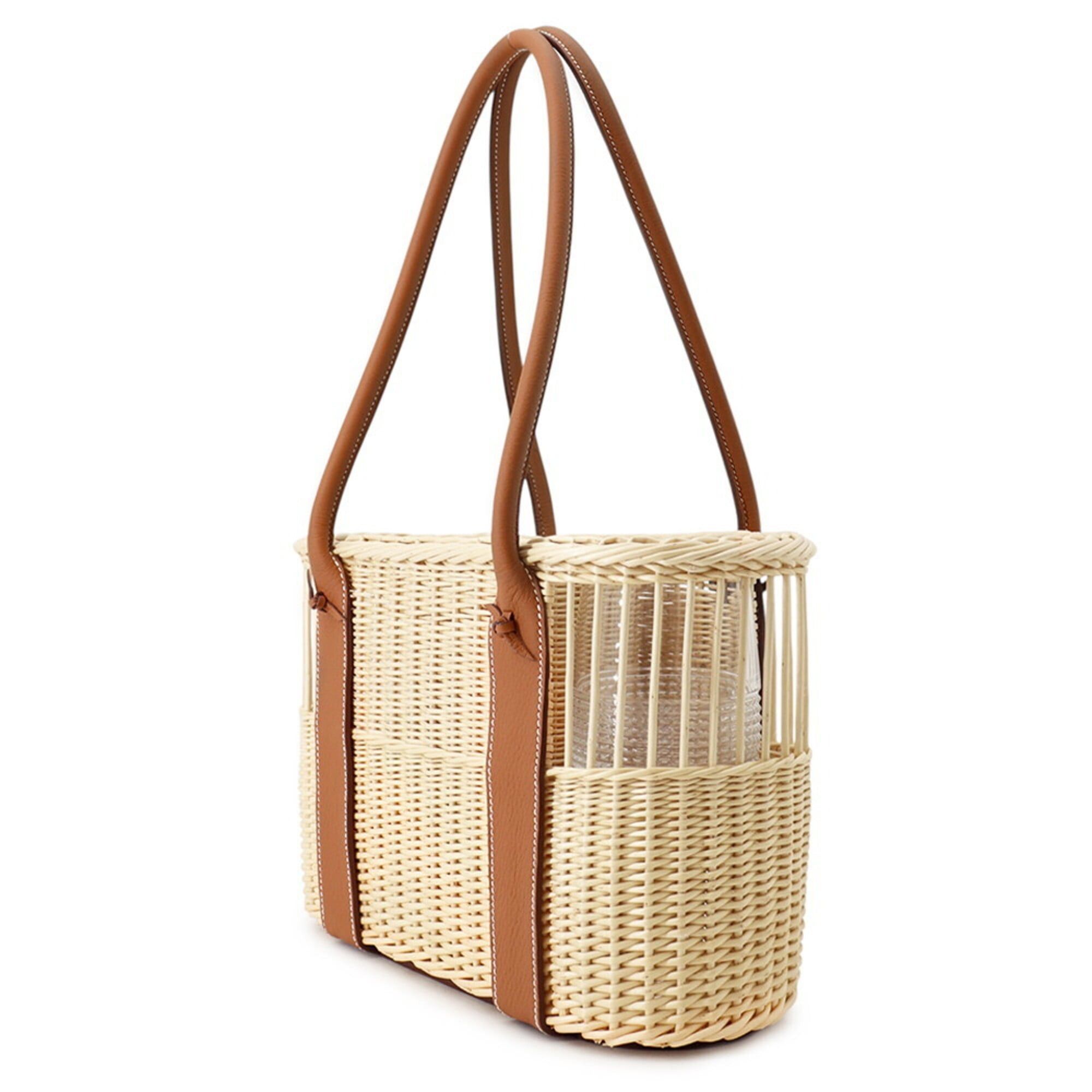 Hermes Hermes Bottle Basket Park Gold Willow Wood Taurillon Leather HERMES Wine Glass Included Handbag Size ONE SIZE - 2 Thumbnail