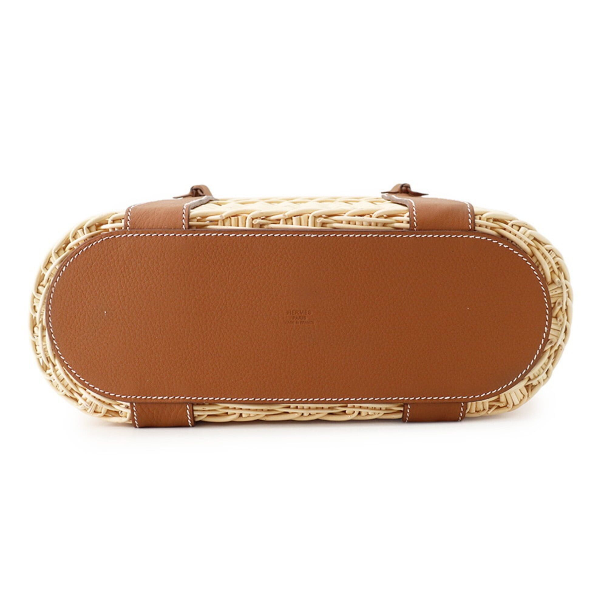Hermes Hermes Bottle Basket Park Gold Willow Wood Taurillon Leather HERMES Wine Glass Included Handbag Size ONE SIZE - 3 Thumbnail