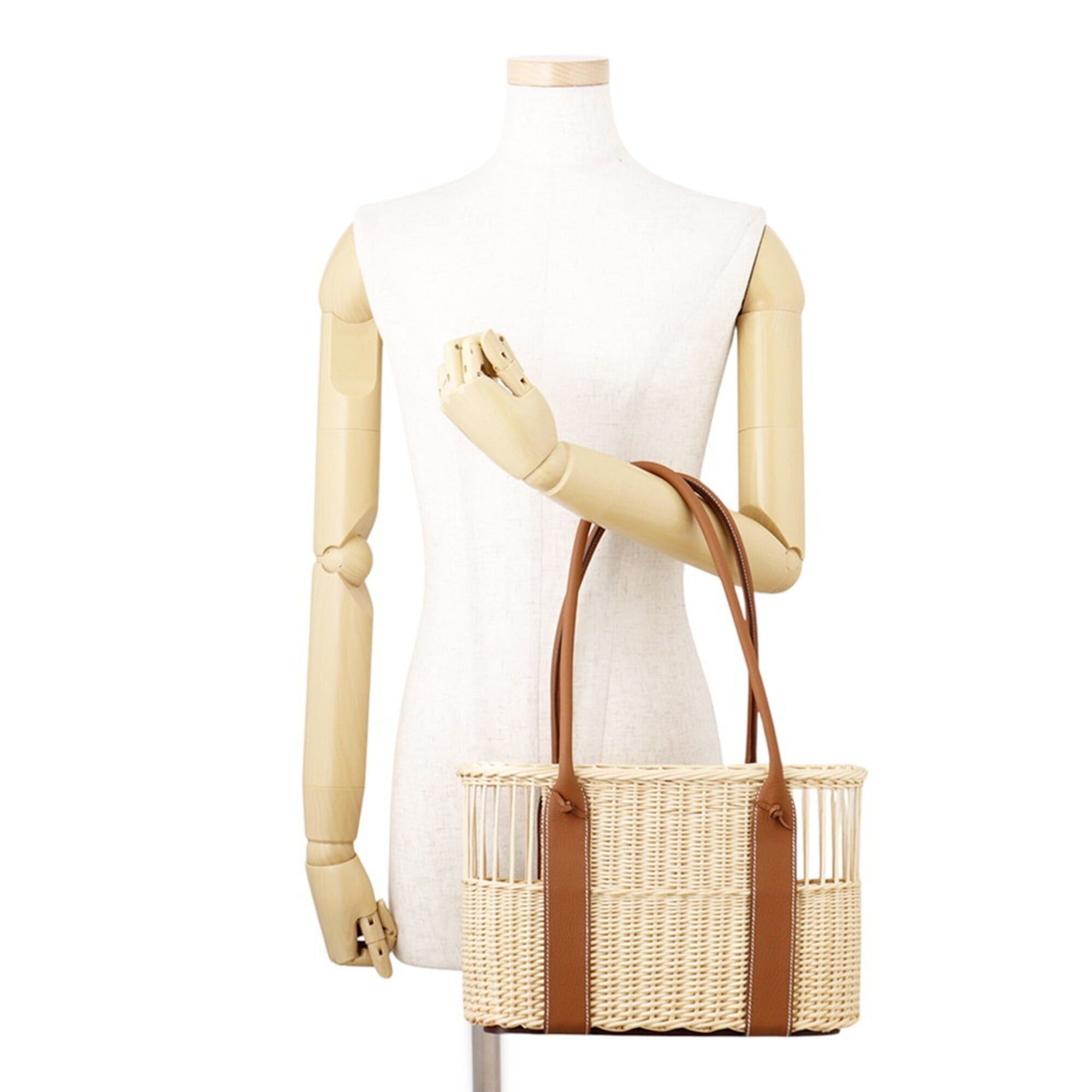 Hermes Hermes Bottle Basket Park Gold Willow Wood Taurillon Leather HERMES Wine Glass Included Handbag Size ONE SIZE - 4 Thumbnail