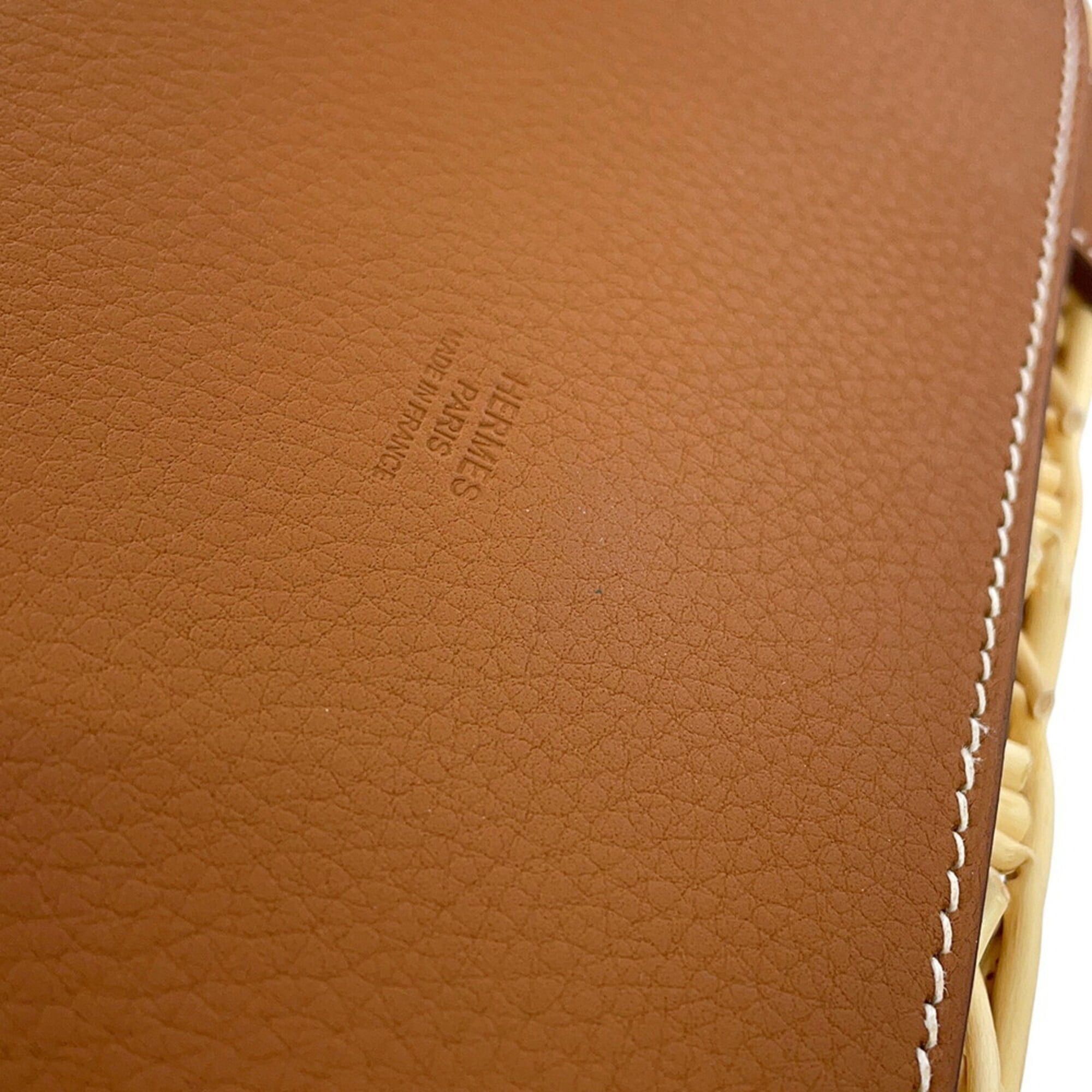 Hermes Hermes Bottle Basket Park Gold Willow Wood Taurillon Leather HERMES Wine Glass Included Handbag Size ONE SIZE - 7 Thumbnail