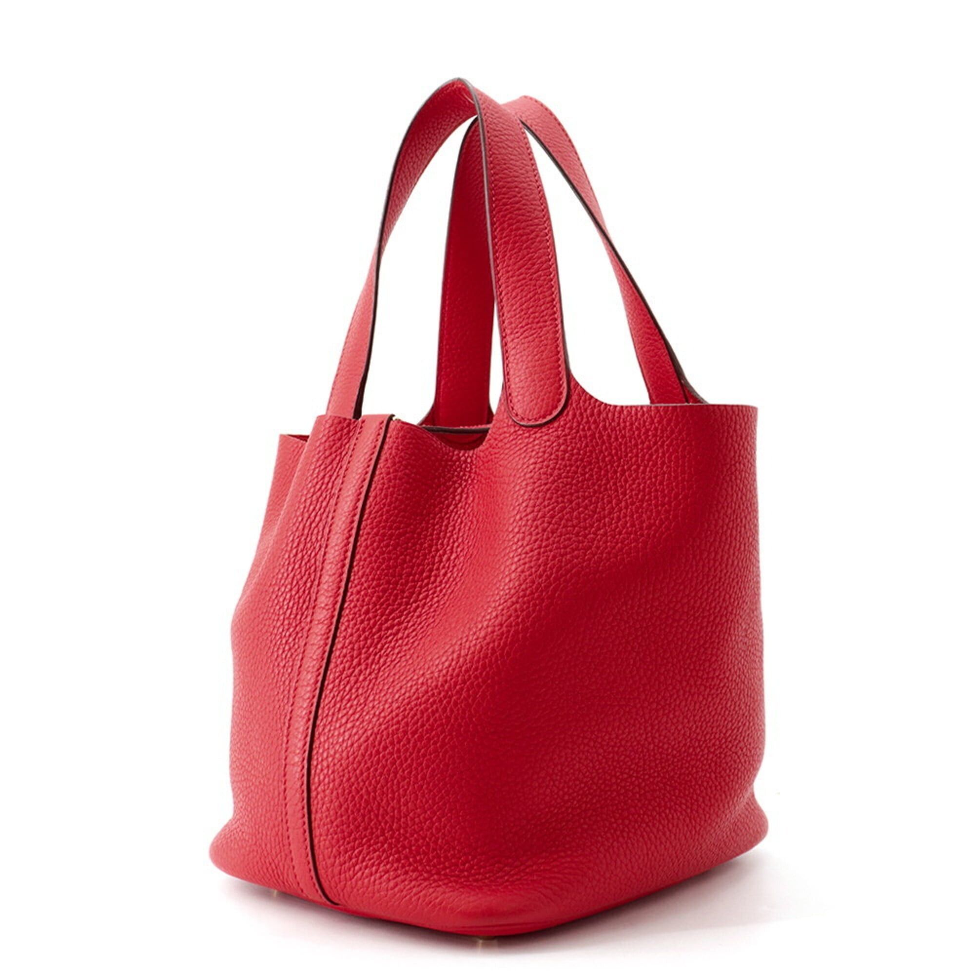 Hermes Hermes Picotin Lock MM handbag, Rouge Casaque, Taurillon Clemence leather, C stamp, HERMES tote bag, Lock, Picotin, women's, Size ONE SIZE - 2 Thumbnail