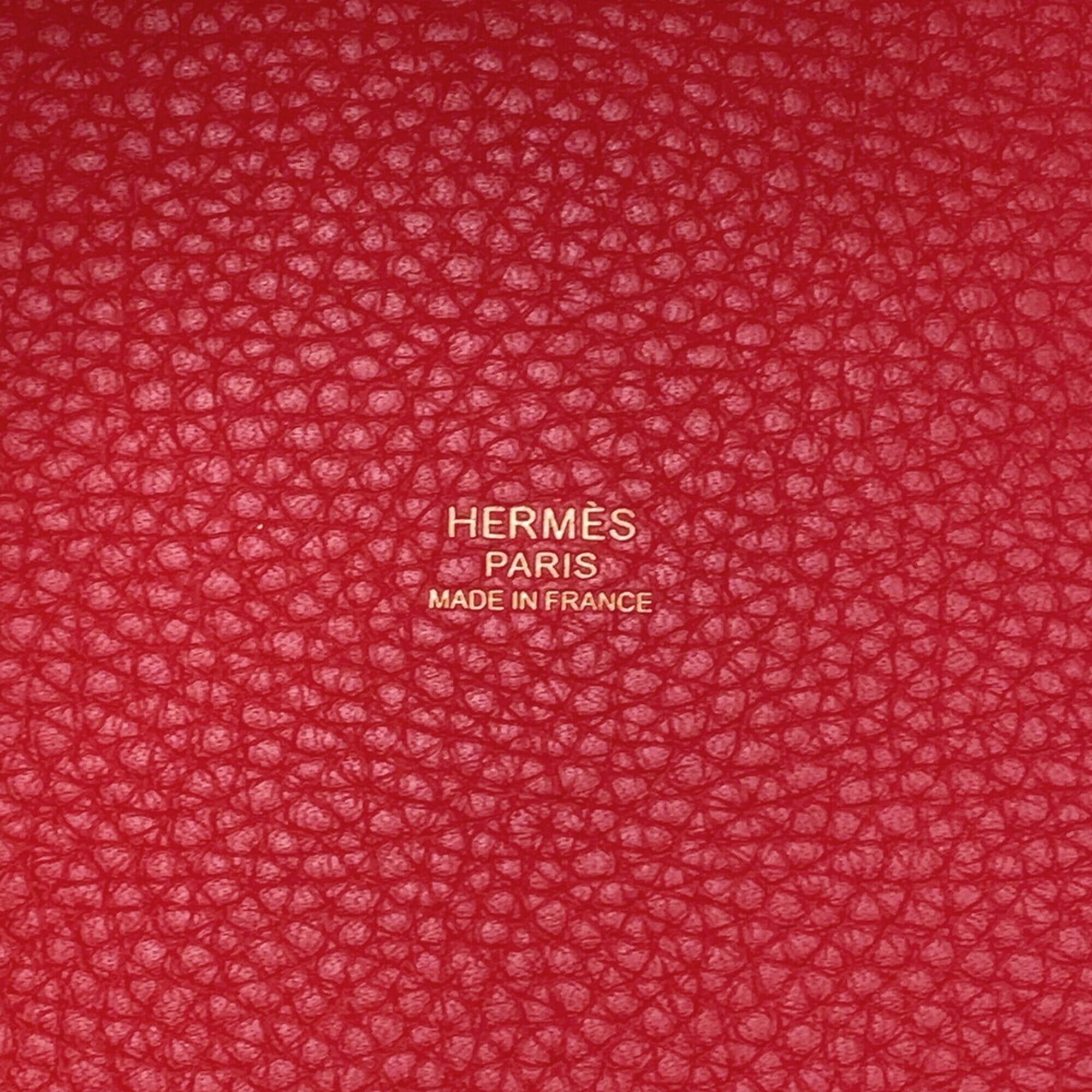 Hermes Hermes Picotin Lock MM handbag, Rouge Casaque, Taurillon Clemence leather, C stamp, HERMES tote bag, Lock, Picotin, women's, Size ONE SIZE - 14 Thumbnail