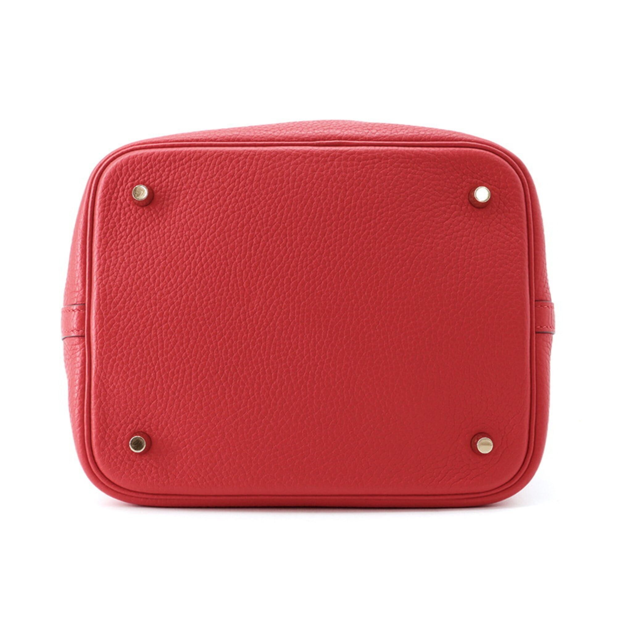 Hermes Hermes Picotin Lock MM handbag, Rouge Casaque, Taurillon Clemence leather, C stamp, HERMES tote bag, Lock, Picotin, women's, Size ONE SIZE - 3 Thumbnail