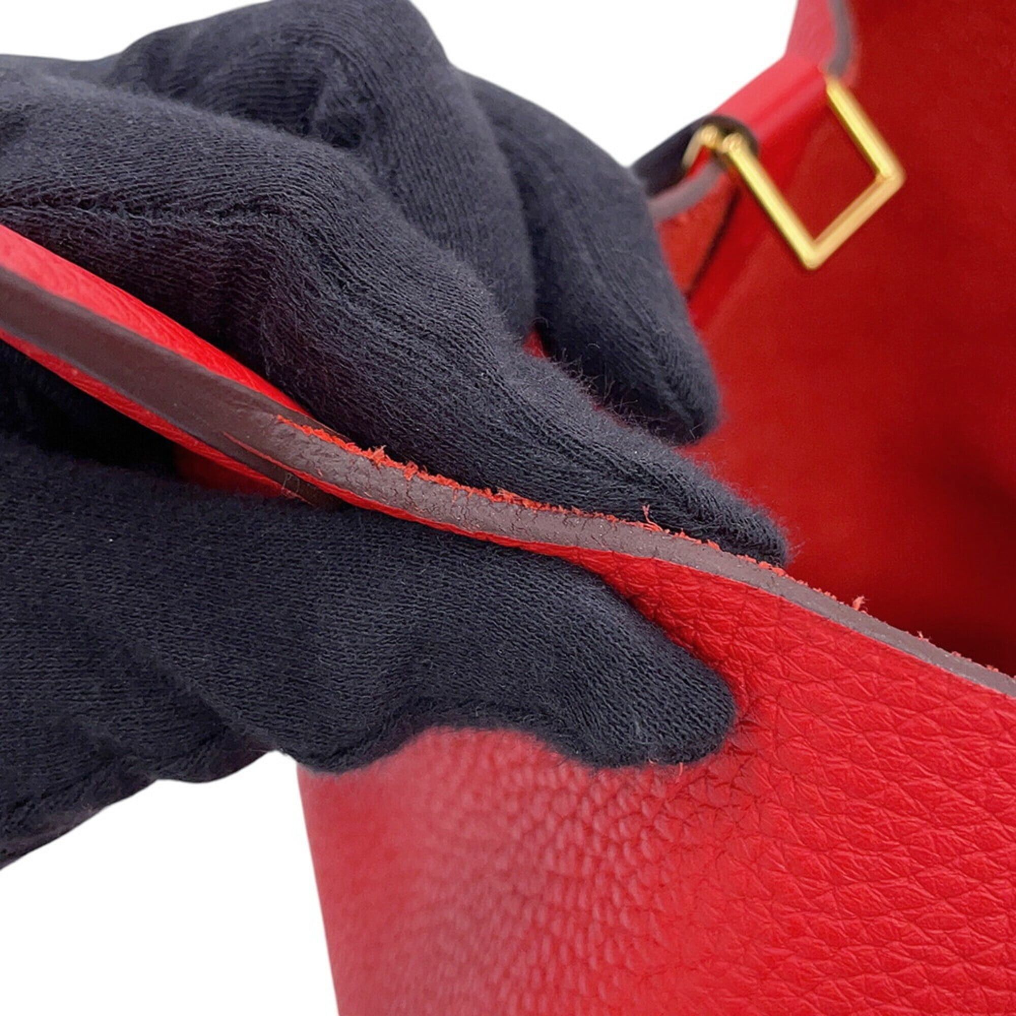 Hermes Hermes Picotin Lock MM handbag, Rouge Casaque, Taurillon Clemence leather, C stamp, HERMES tote bag, Lock, Picotin, women's, Size ONE SIZE - 8 Thumbnail