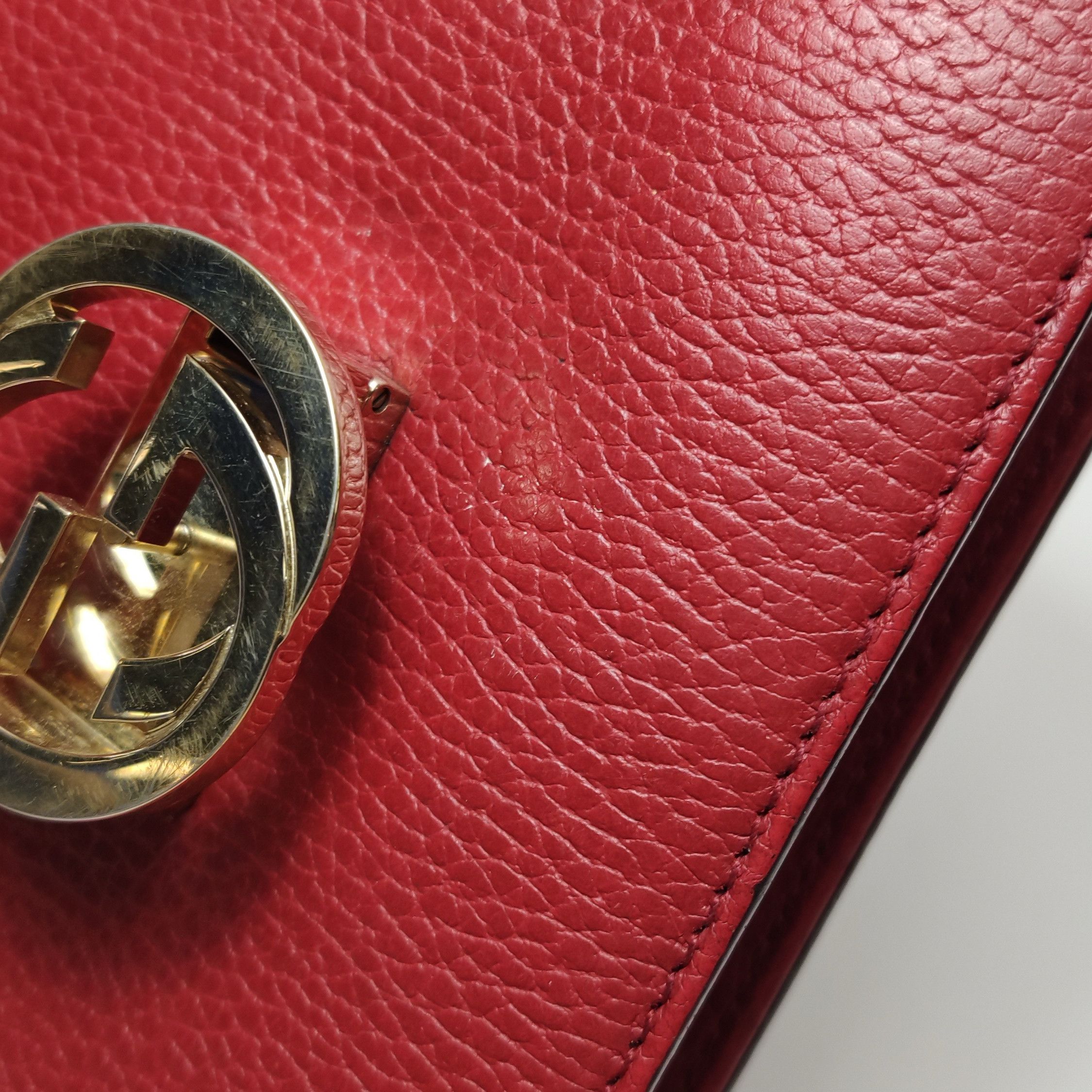 Gucci Gucci Interlocking G Red Leather Shoulder Bag Size ONE SIZE - 10 Thumbnail