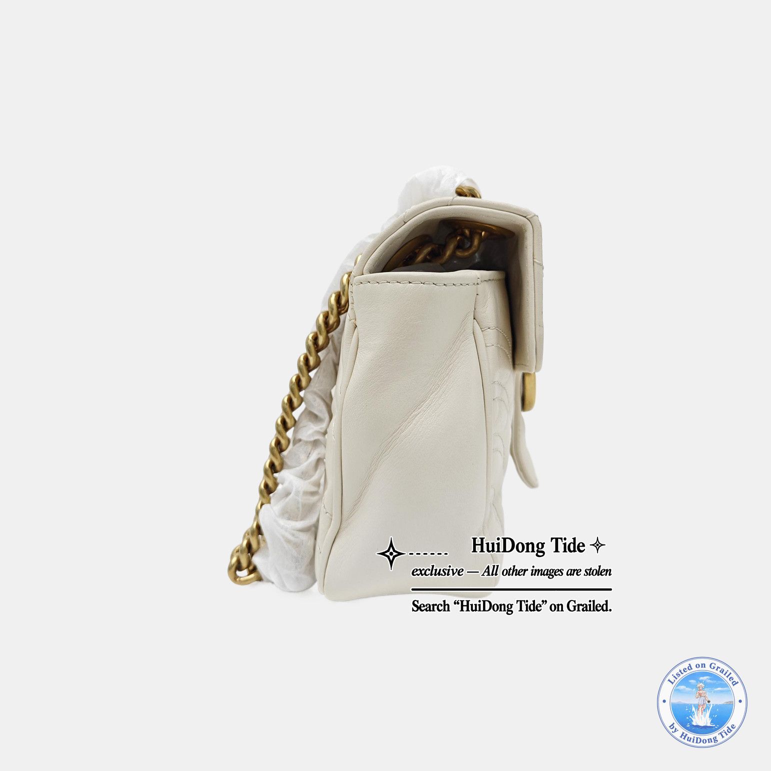 Gucci Gucci GG Marmont White Quilted Leather Shoulder Bag Size ONE SIZE - 3 Thumbnail