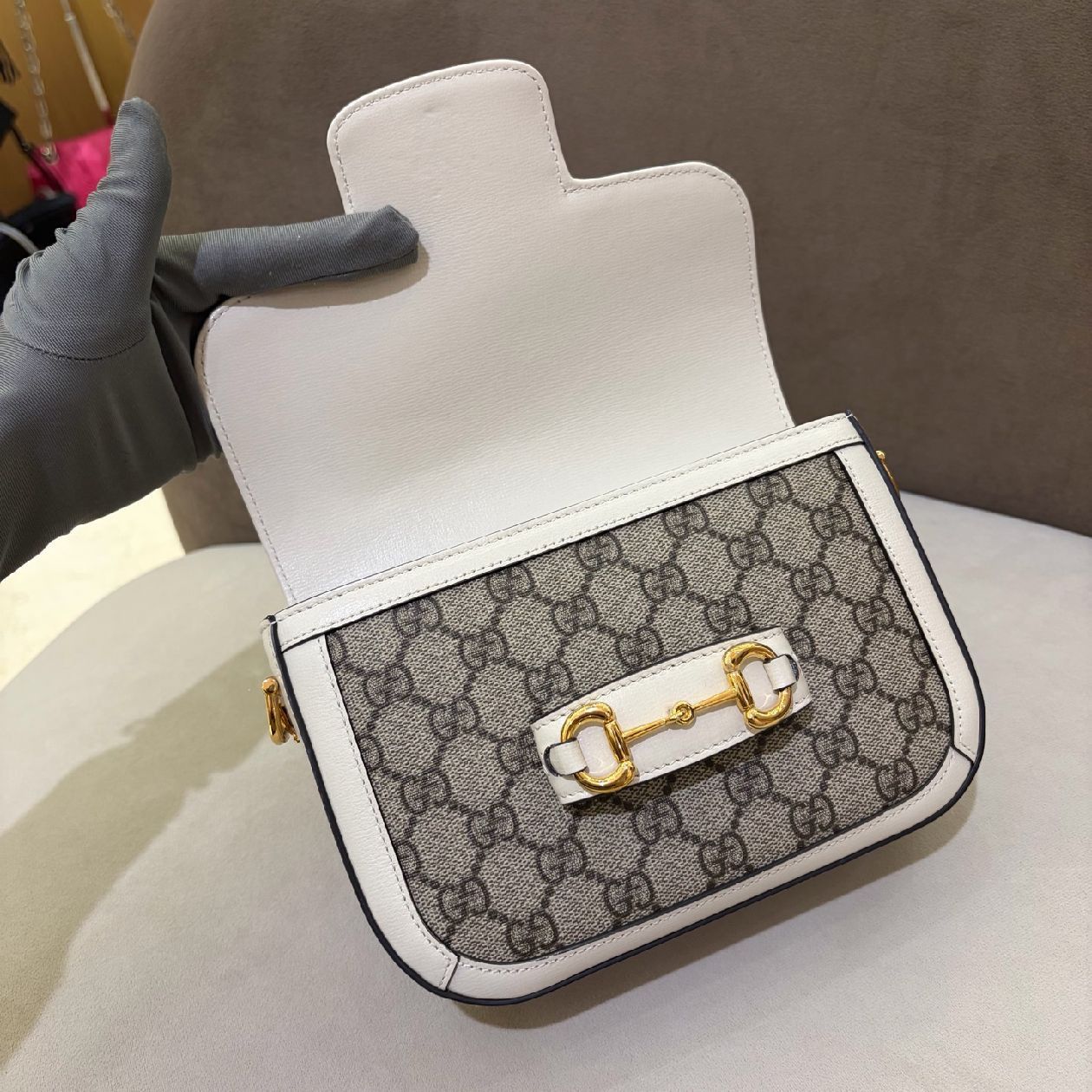 Gucci Gucci Horsebit 1955 Mini Canvas Crossbody Bag One Size Size ONE SIZE - 10 Thumbnail