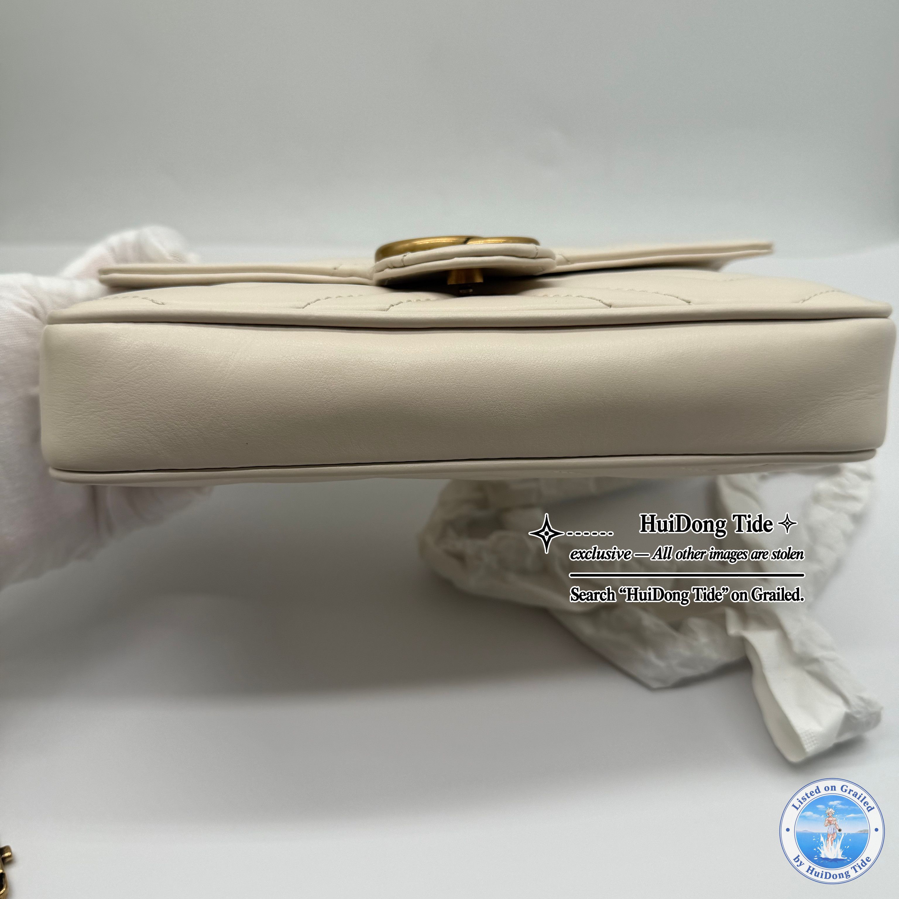 Gucci Gucci GG Marmont White Quilted Leather Shoulder Bag Size ONE SIZE - 6 Thumbnail