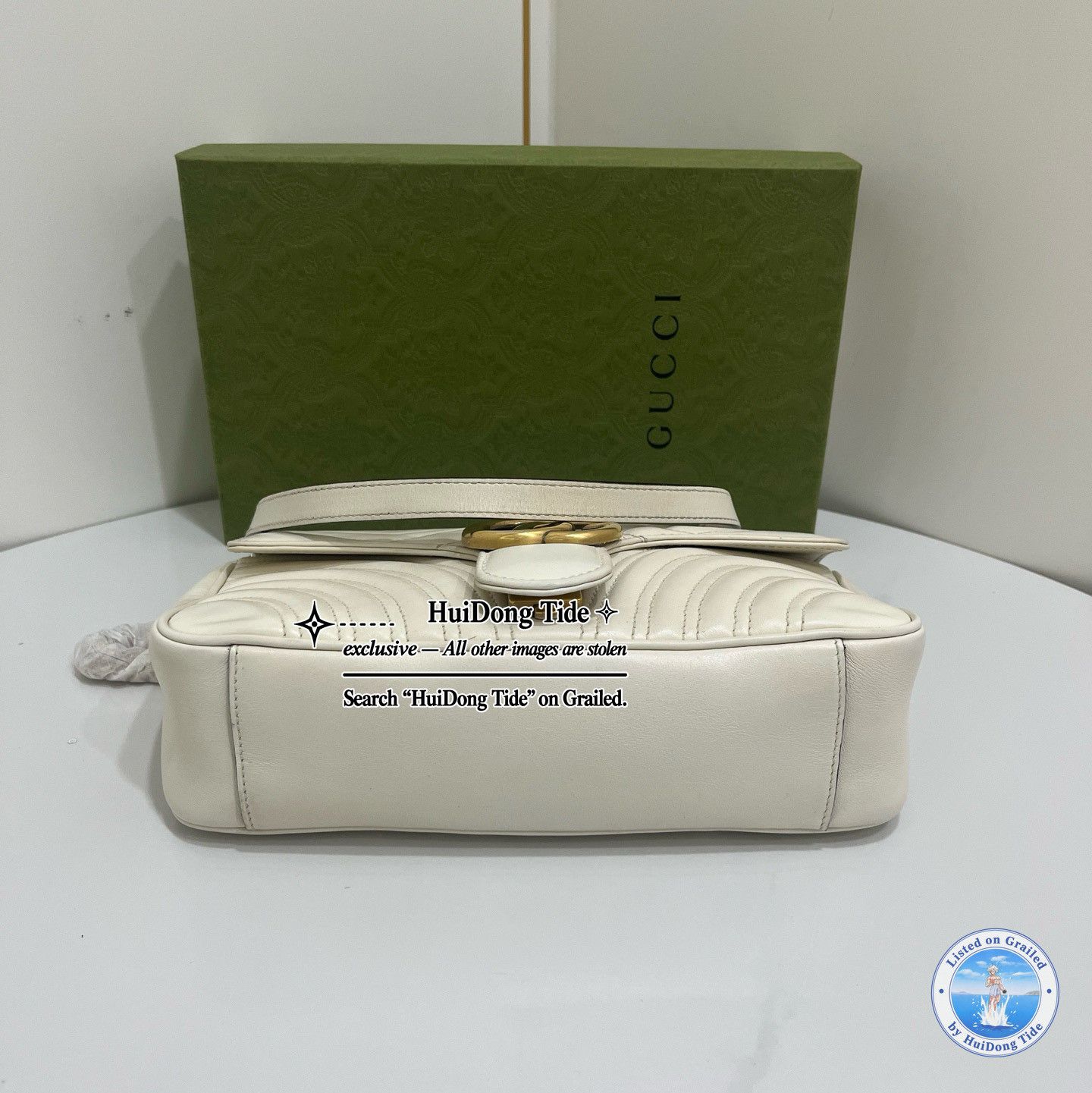 Gucci Gucci GG Marmont Matelasse White Leather Shoulder Bag Size ONE SIZE - 6 Thumbnail