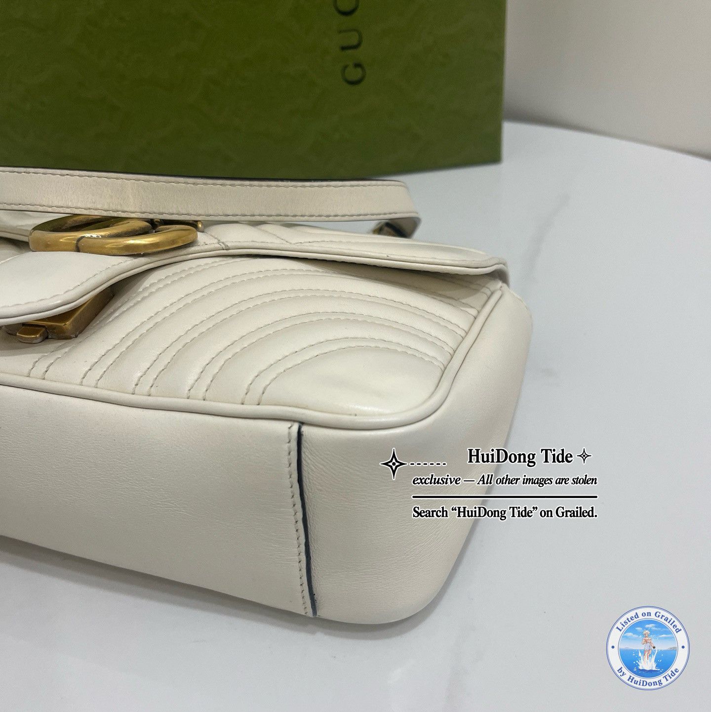 Gucci Gucci GG Marmont Matelasse White Leather Shoulder Bag Size ONE SIZE - 7 Thumbnail