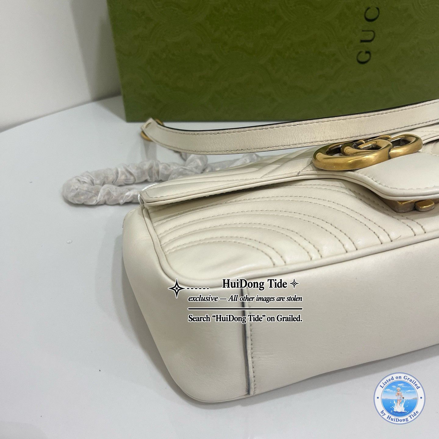 Gucci Gucci GG Marmont Matelasse White Leather Shoulder Bag Size ONE SIZE - 8 Thumbnail