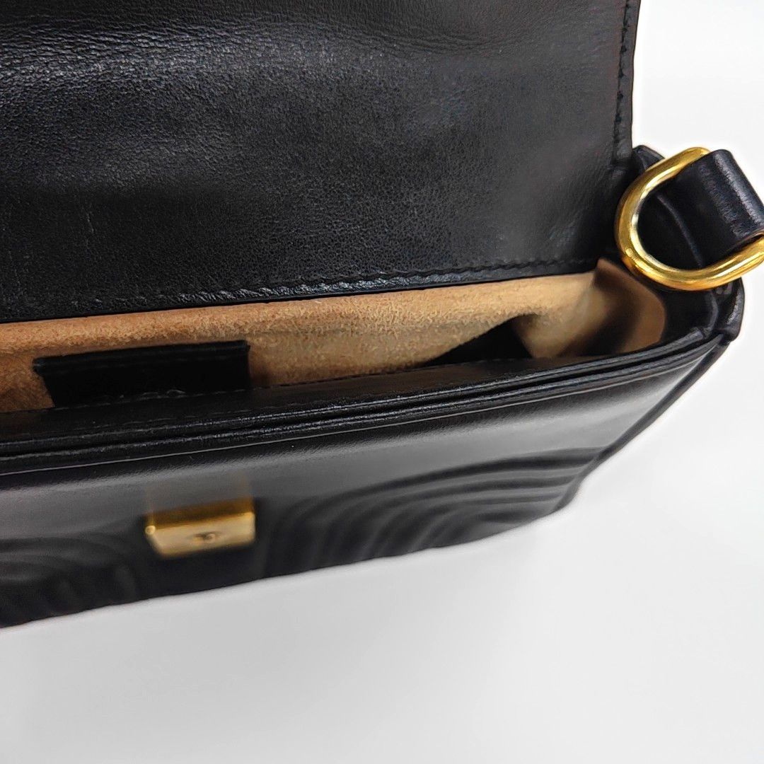 Gucci Gucci GG Marmont Black Leather Quilted Handle Bag Size ONE SIZE - 13 Thumbnail