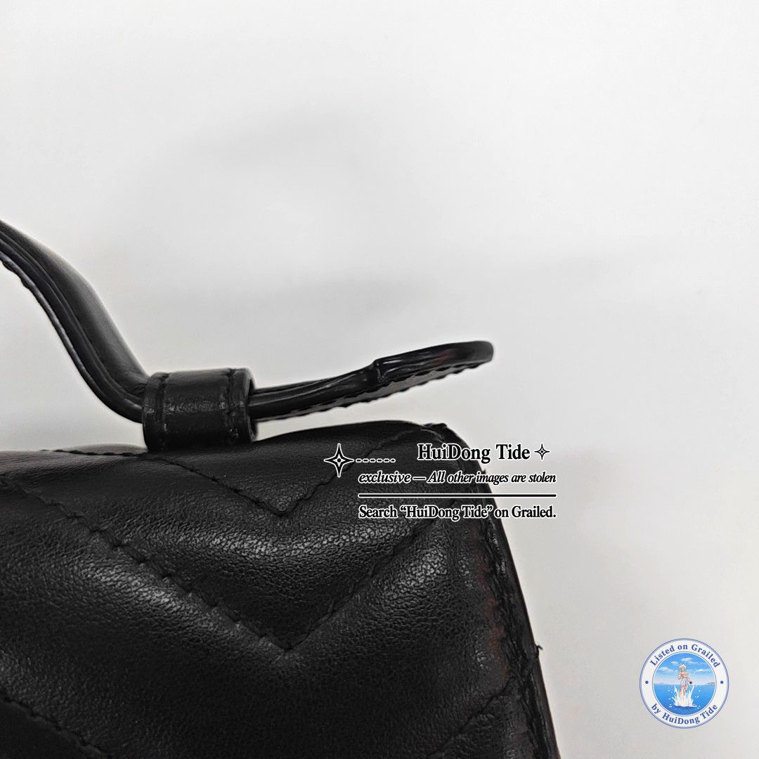 Gucci Gucci GG Marmont Black Leather Quilted Handle Bag Size ONE SIZE - 11 Thumbnail