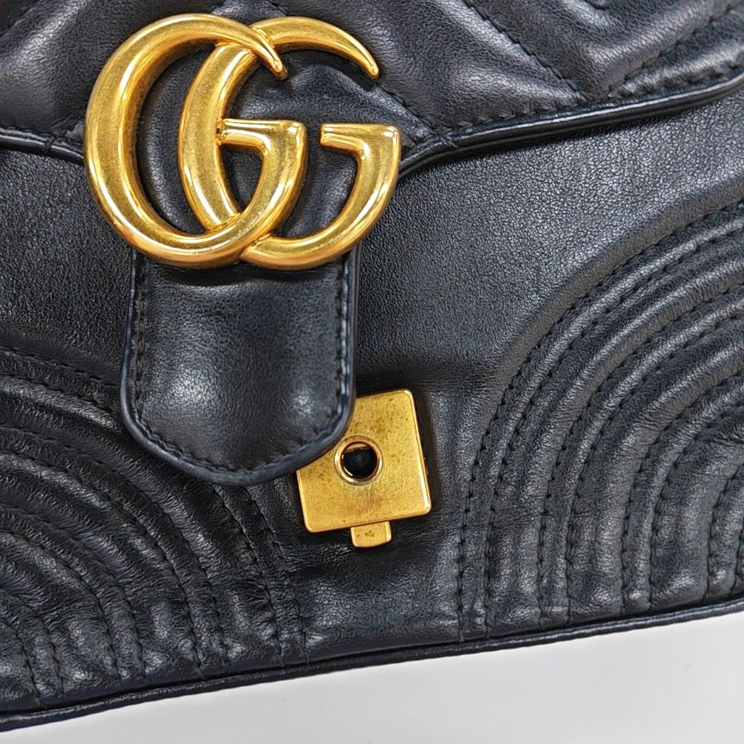 Gucci Gucci GG Marmont Black Leather Quilted Handle Bag Size ONE SIZE - 10 Thumbnail
