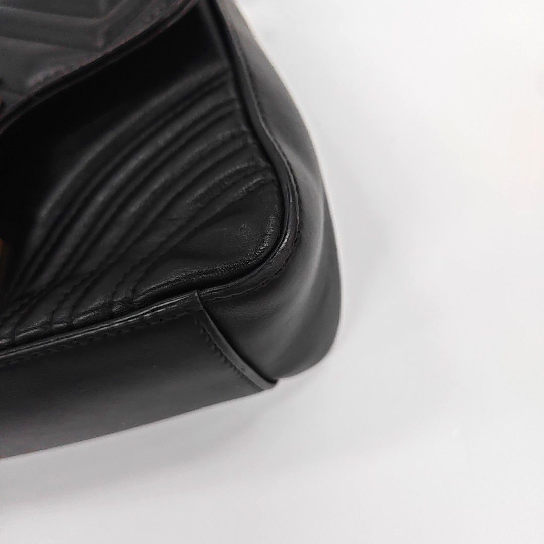 Gucci Gucci GG Marmont Black Leather Quilted Handle Bag Size ONE SIZE - 12 Thumbnail