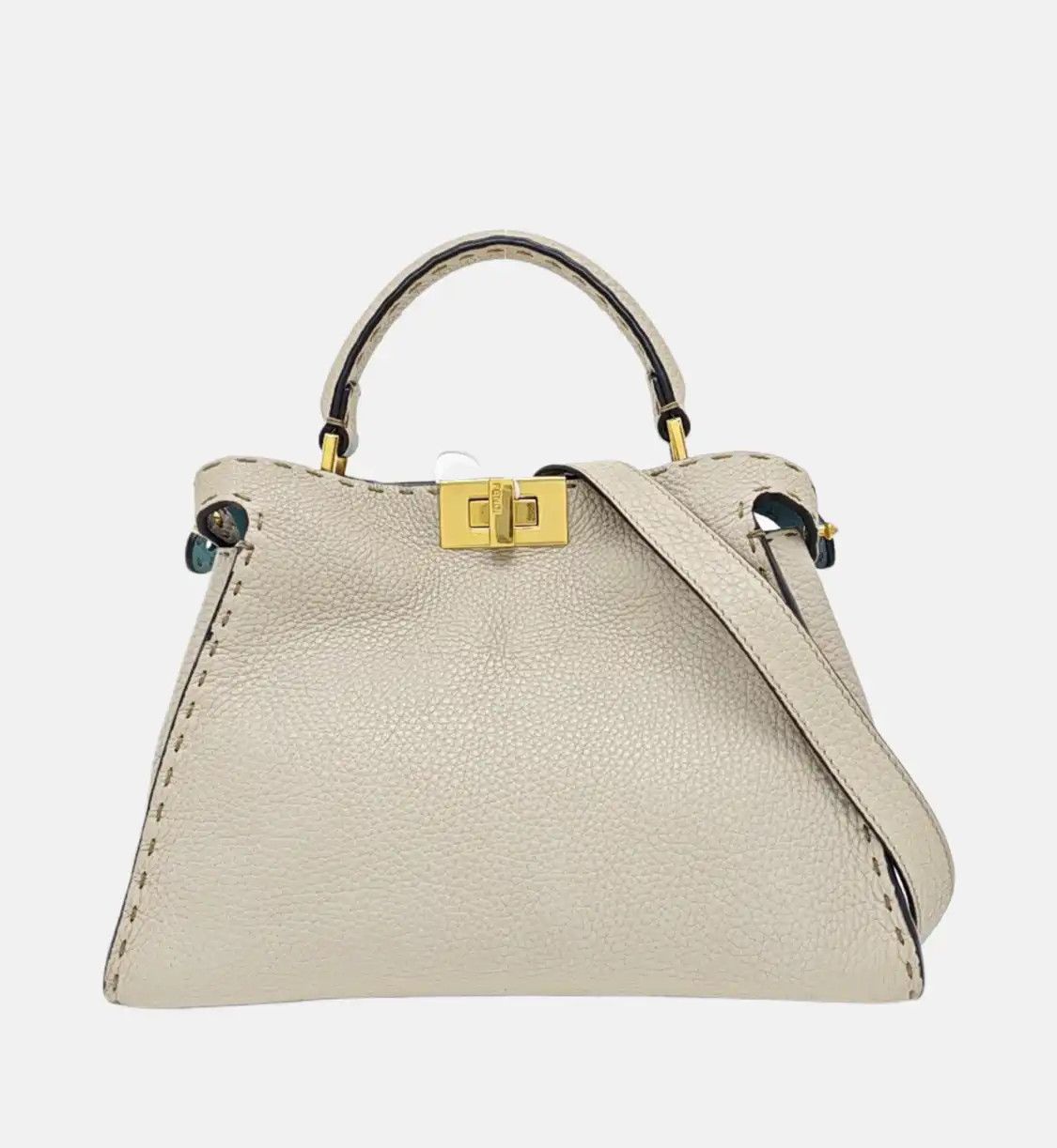 Fendi FENDI Peekaboo light greycowhide leather shoulder bag crossbody bag handbag gold Size ONE SIZE - 8 Thumbnail